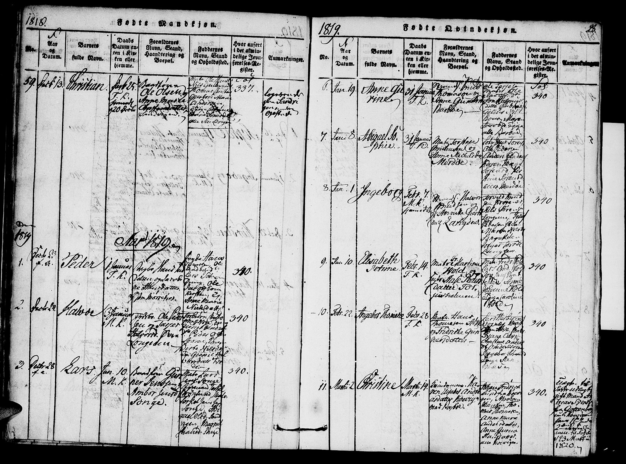 Austre Moland sokneprestkontor, AV/SAK-1111-0001/F/Fa/Faa/L0004: Parish register (official) no. A 4, 1816-1824, p. 28