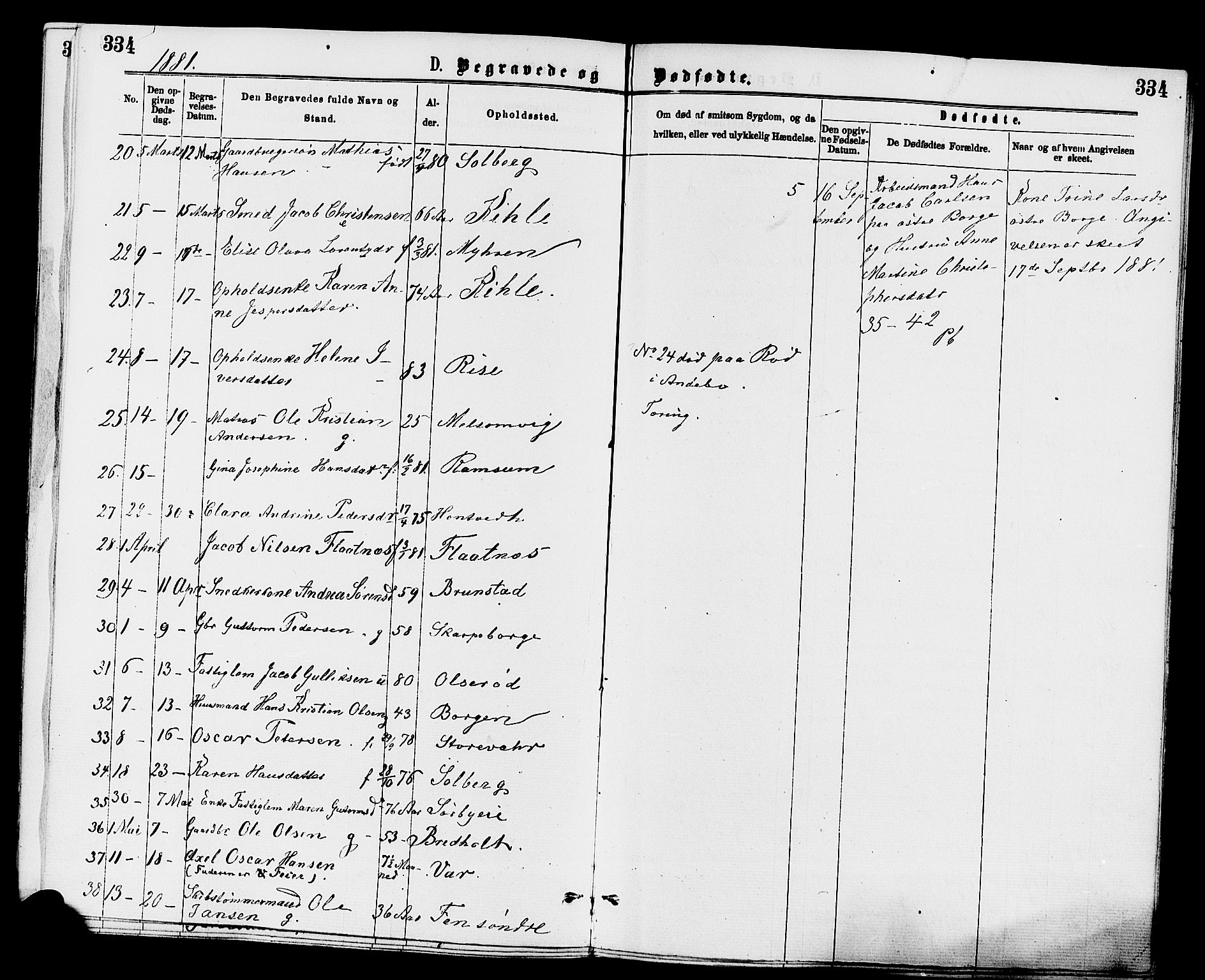 Stokke kirkebøker, AV/SAKO-A-320/F/Fa/L0009: Parish register (official) no. I 9, 1872-1883, p. 334