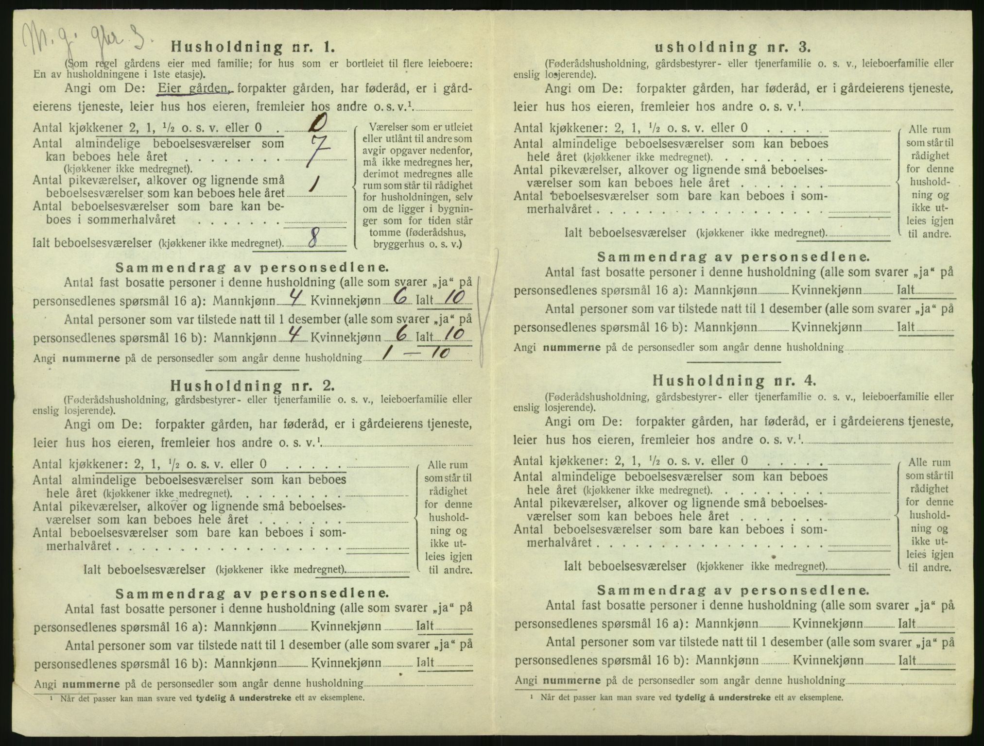 SAK, 1920 census for Vegårshei, 1920, p. 53