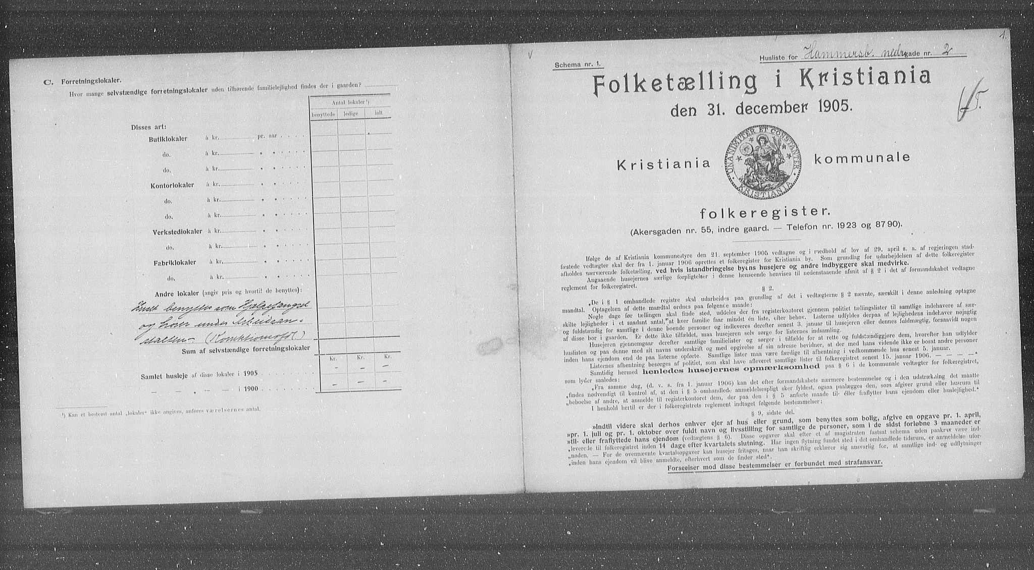 OBA, Municipal Census 1905 for Kristiania, 1905, p. 36350