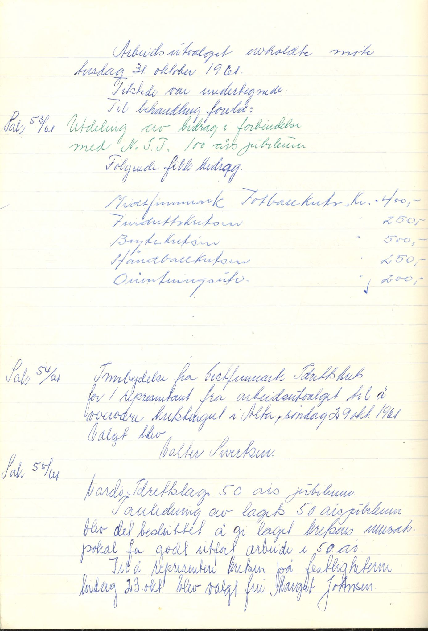 Aust-Finnmark Idrettskrets , FMFB/A-1041/A/L0005: Møteprotokoll for styre, ting og arbeidsutvalg, 1958-1963, p. 143