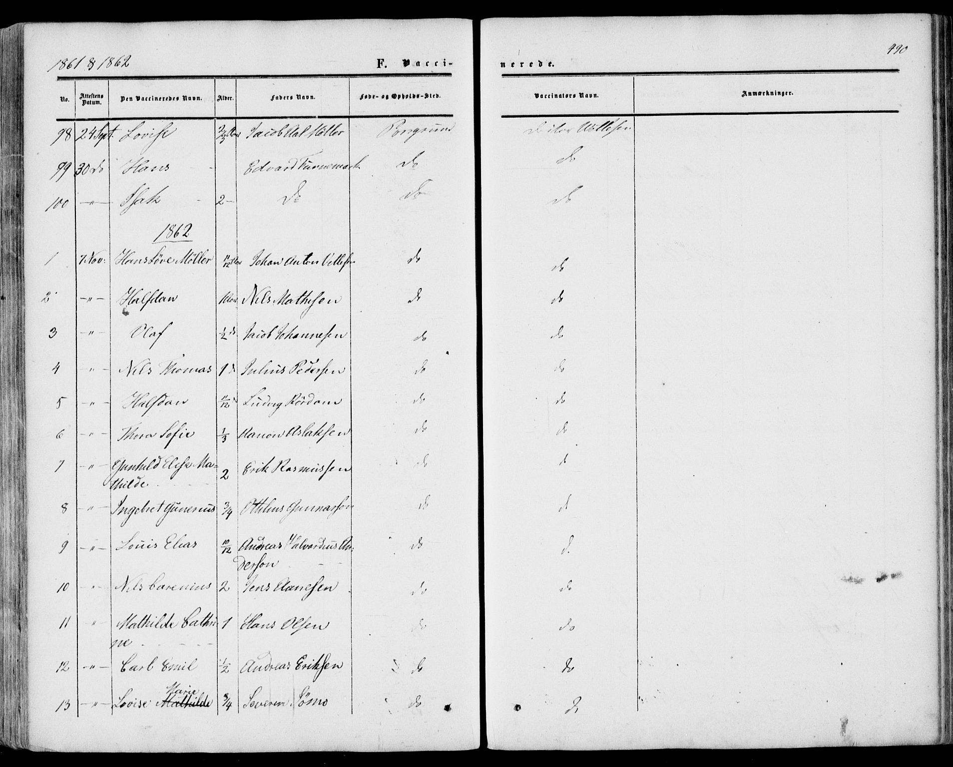 Porsgrunn kirkebøker , AV/SAKO-A-104/F/Fa/L0007: Parish register (official) no. 7, 1858-1877, p. 490