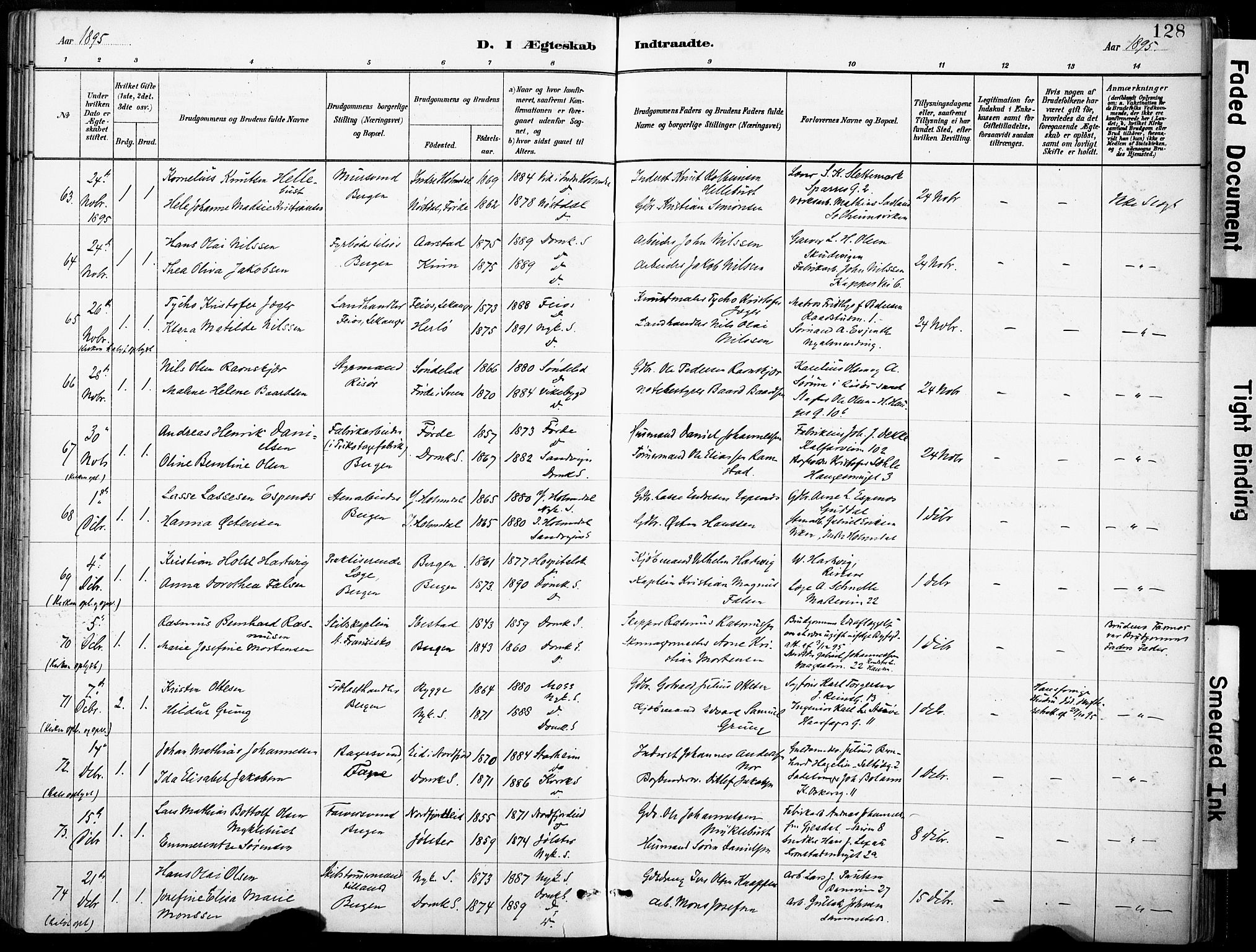 Domkirken sokneprestembete, SAB/A-74801/H/Haa/L0037: Parish register (official) no. D 4, 1880-1907, p. 128