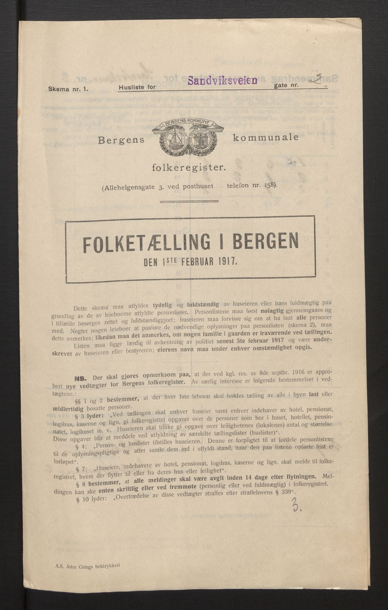 SAB, Municipal Census 1917 for Bergen, 1917, p. 32089