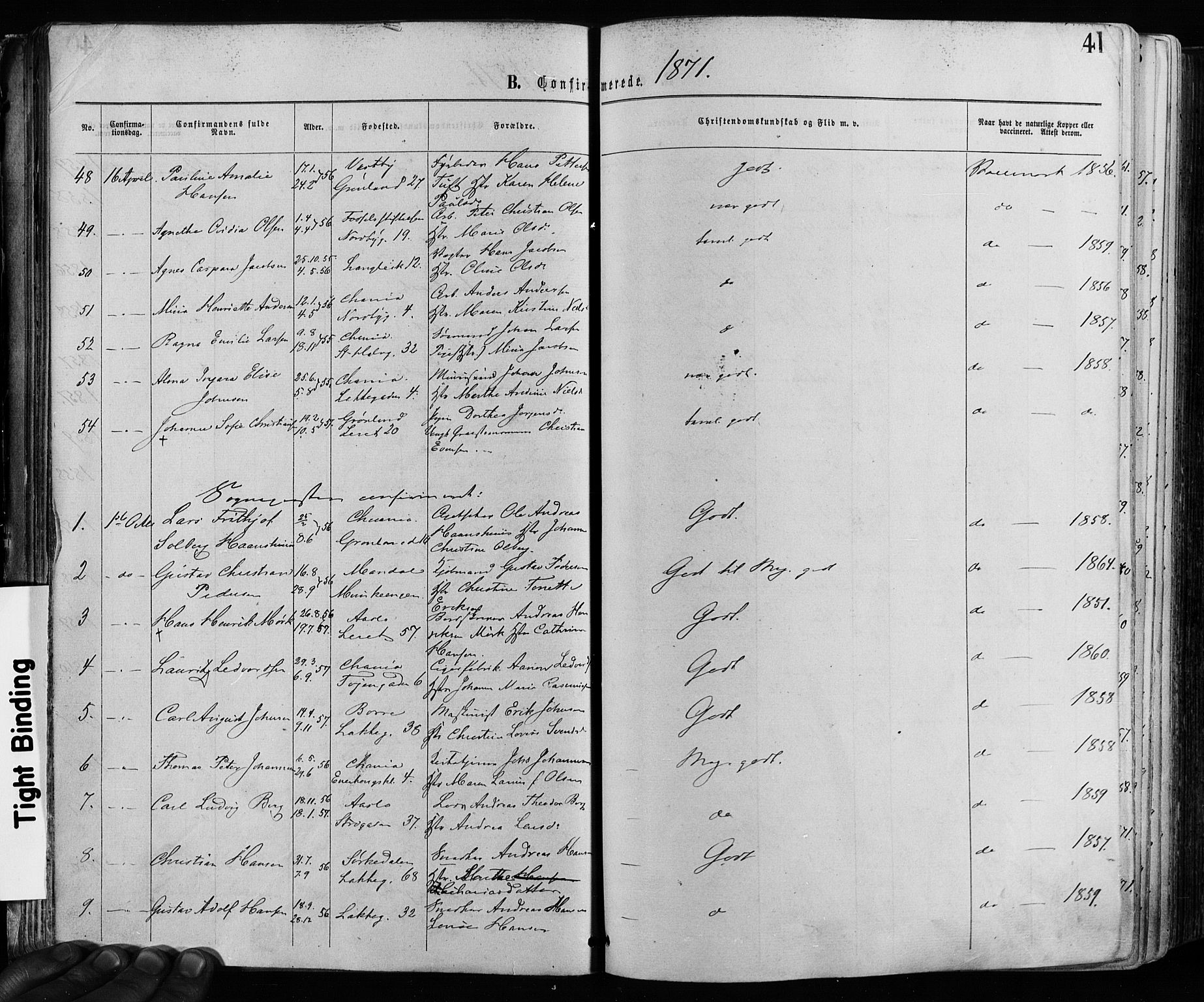 Grønland prestekontor Kirkebøker, SAO/A-10848/F/Fa/L0005: Parish register (official) no. 5, 1869-1880, p. 41