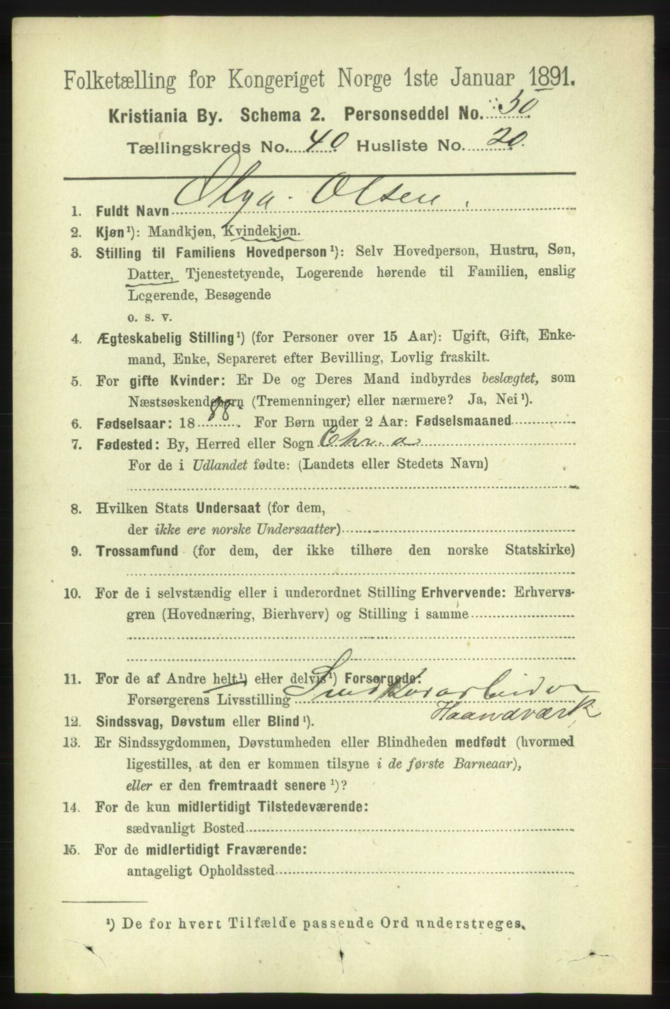 RA, 1891 census for 0301 Kristiania, 1891, p. 23489