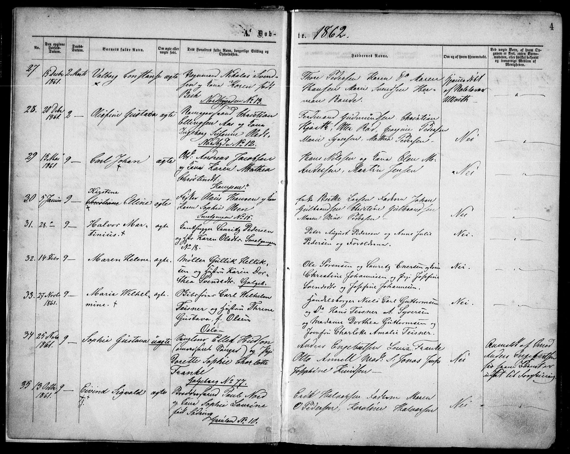 Grønland prestekontor Kirkebøker, AV/SAO-A-10848/F/Fa/L0002: Parish register (official) no. 2, 1862-1868, p. 4