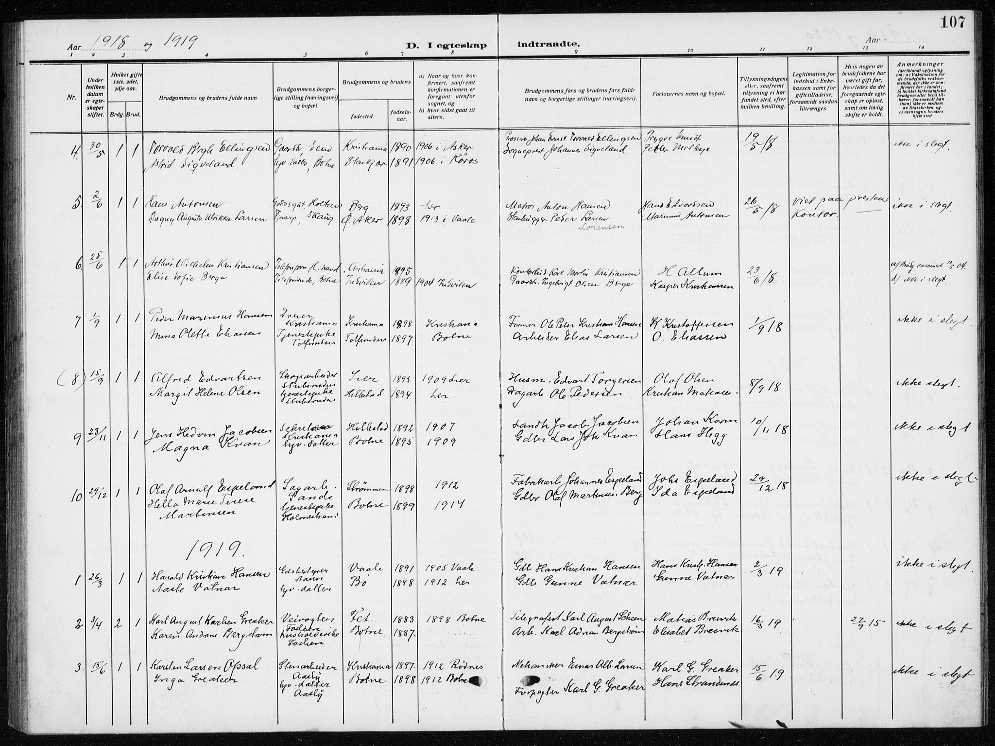 Botne kirkebøker, AV/SAKO-A-340/G/Ga/L0005: Parish register (copy) no. I 5, 1916-1934, p. 107