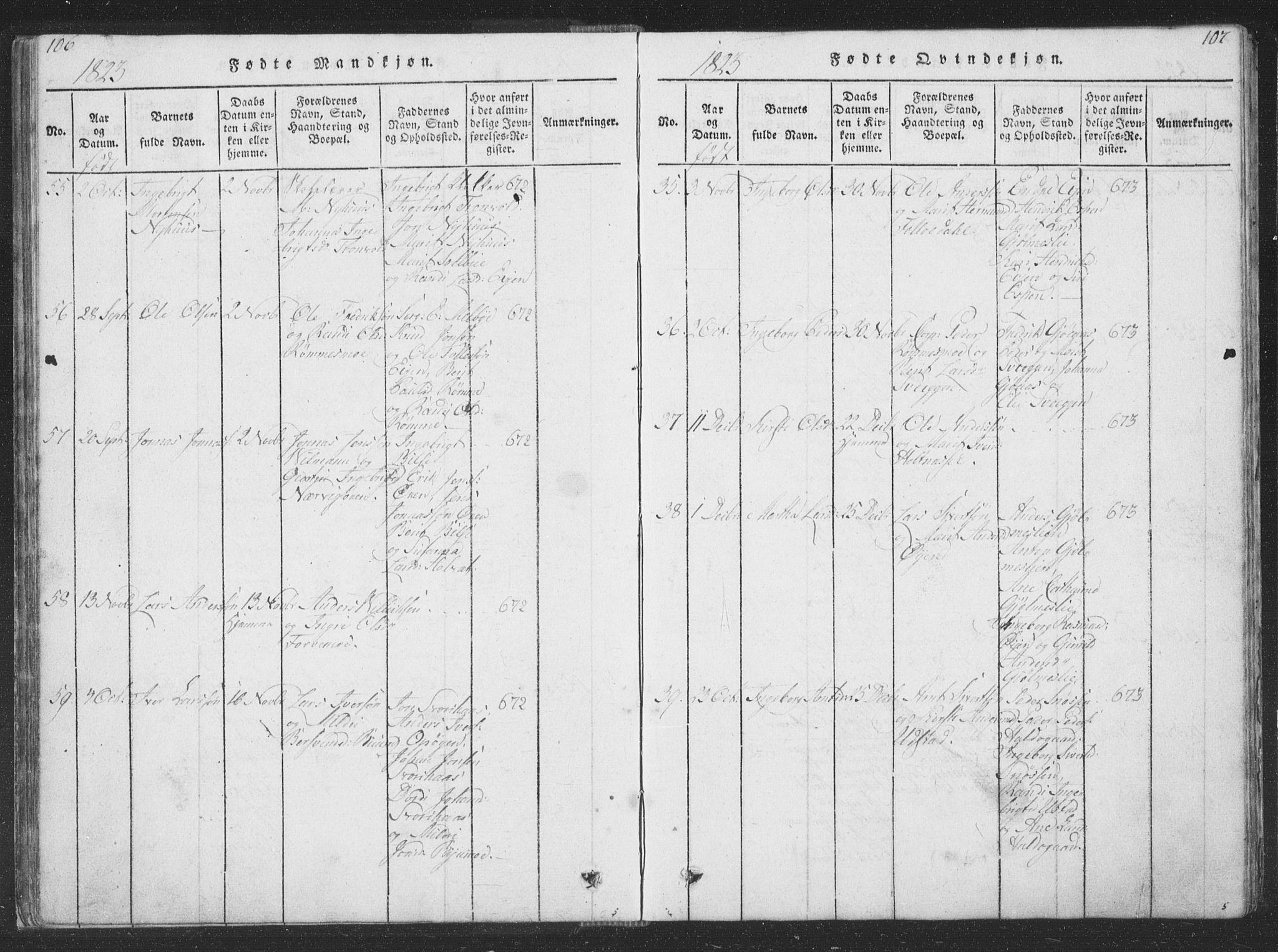 Ministerialprotokoller, klokkerbøker og fødselsregistre - Sør-Trøndelag, SAT/A-1456/668/L0816: Parish register (copy) no. 668C05, 1816-1893, p. 106-107