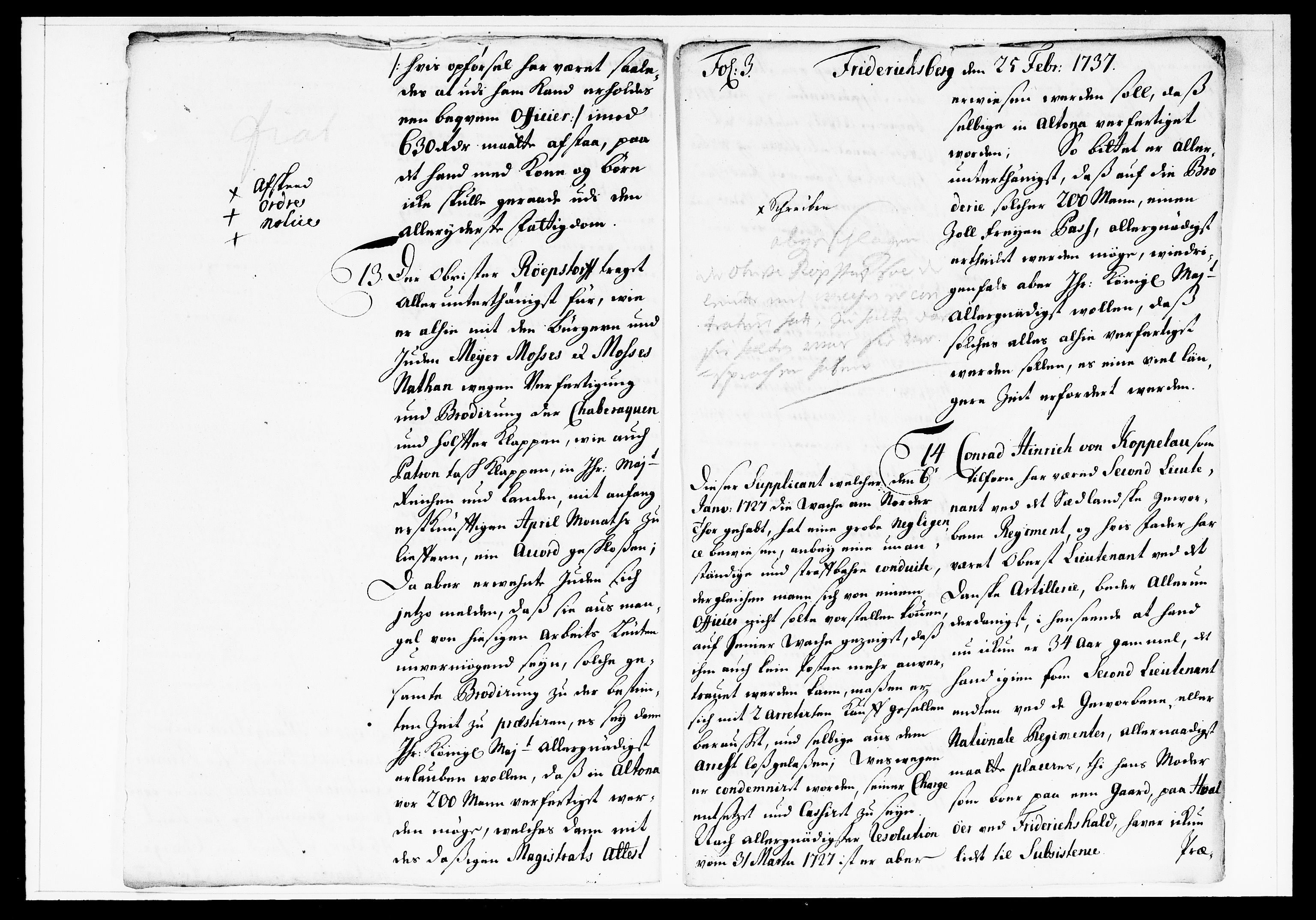 Krigskollegiet, Krigskancelliet, DRA/A-0006/-/1138-1142: Refererede sager, 1737, p. 70