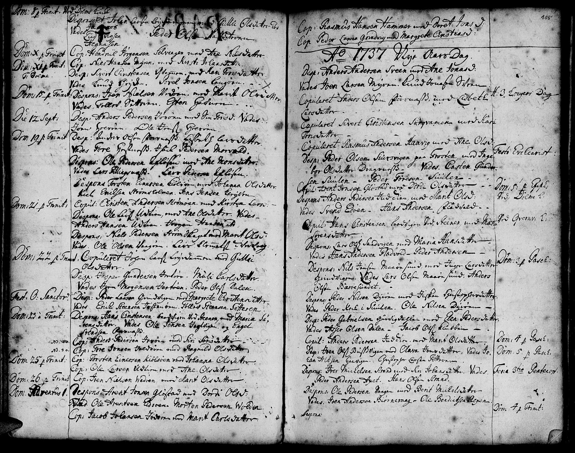 Ministerialprotokoller, klokkerbøker og fødselsregistre - Sør-Trøndelag, SAT/A-1456/634/L0525: Parish register (official) no. 634A01, 1736-1775, p. 105