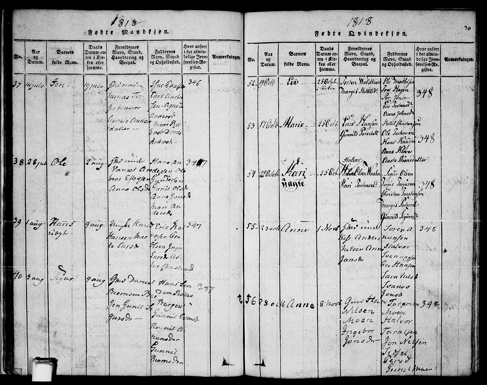 Sauherad kirkebøker, AV/SAKO-A-298/F/Fa/L0005: Parish register (official) no. I 5, 1815-1829, p. 30