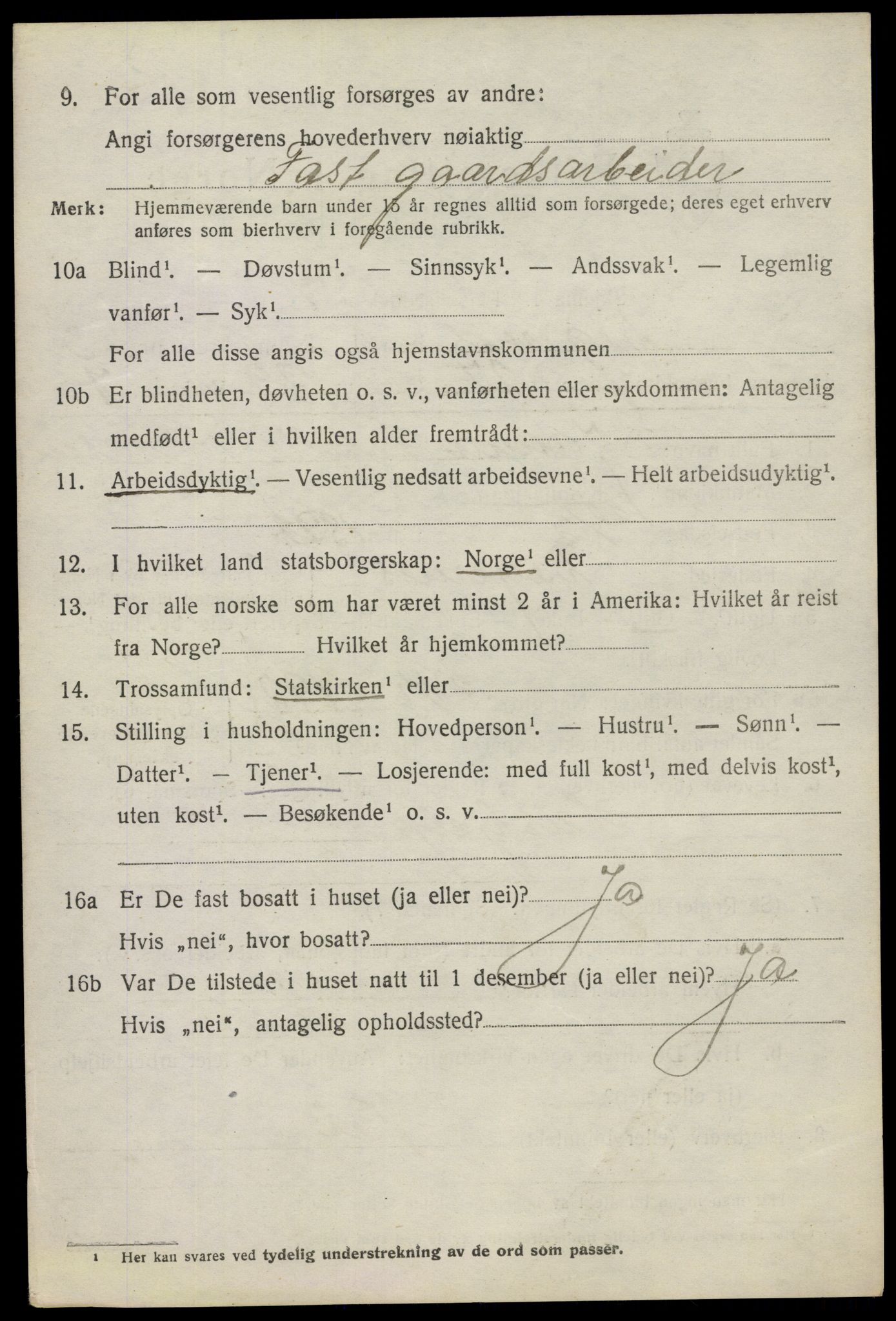 SAO, 1920 census for Degernes, 1920, p. 2327