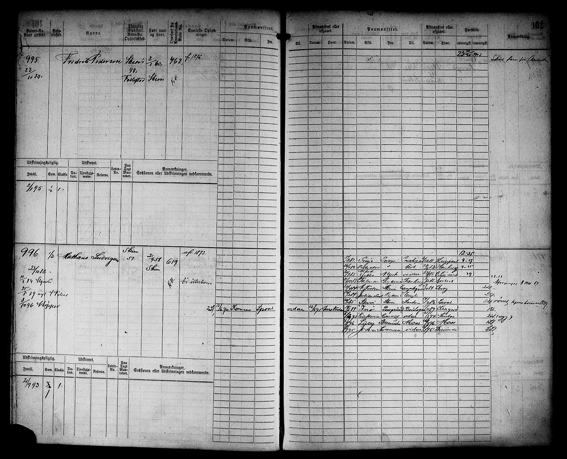 Skien innrulleringskontor, AV/SAKO-A-832/F/Fb/L0004: Hovedrulle, 1871-1892, p. 165