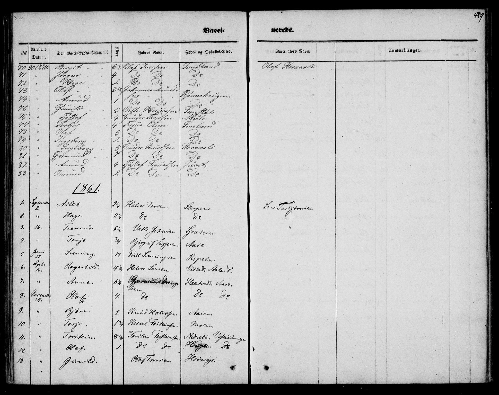 Mo kirkebøker, AV/SAKO-A-286/F/Fa/L0005: Parish register (official) no. I 5, 1844-1864, p. 439