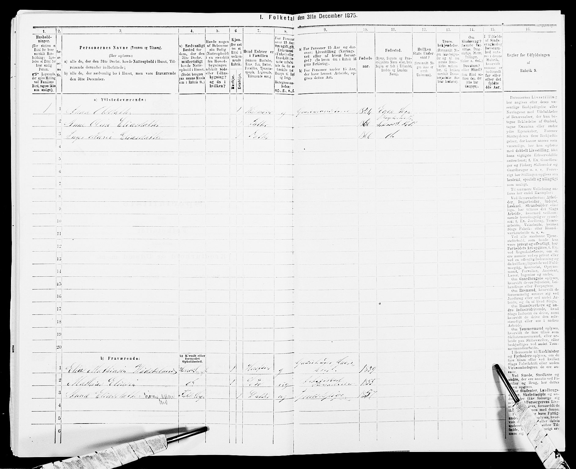 SAK, 1875 census for 1037P Kvinesdal, 1875, p. 761