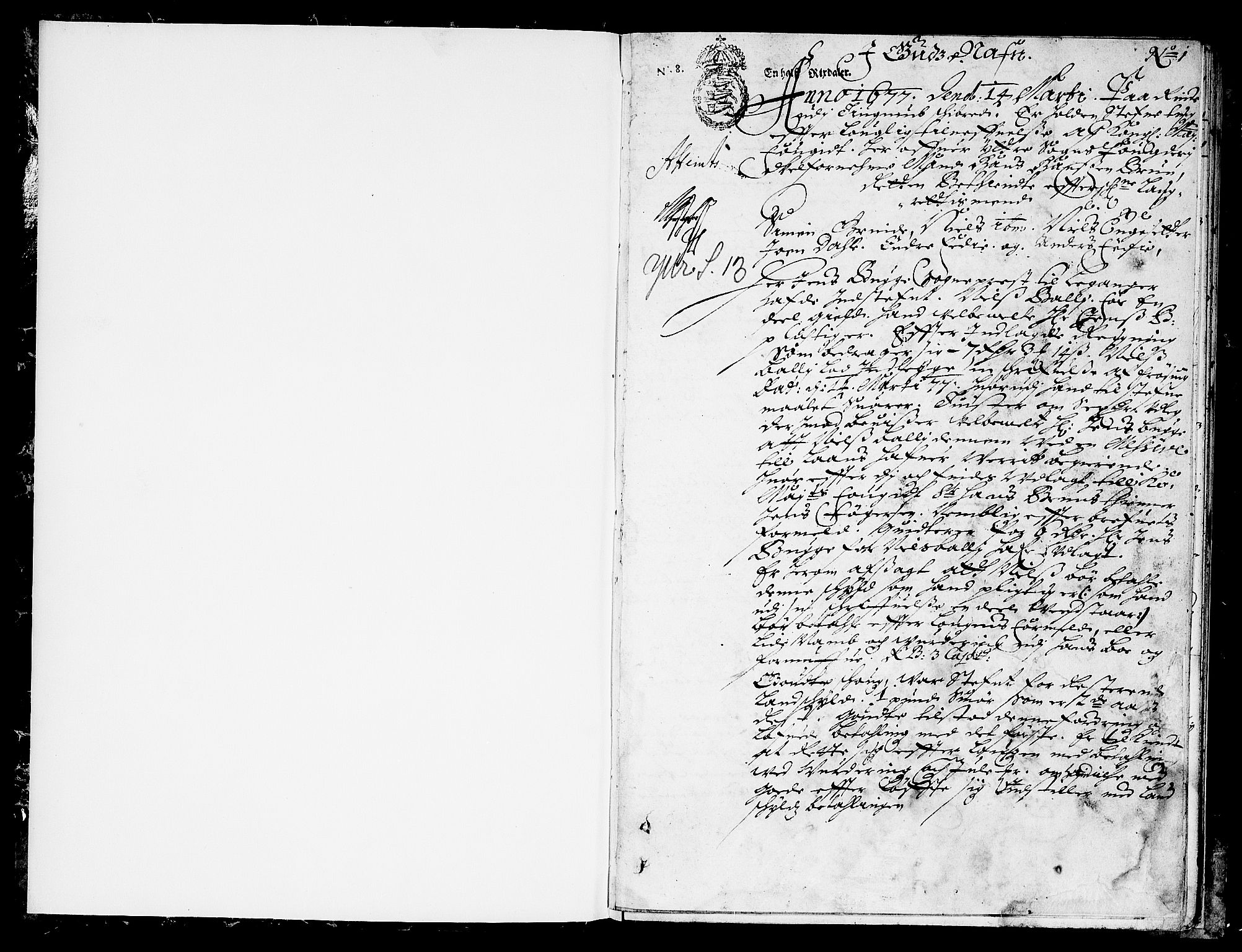 Ytre Sogn tingrett, SAB/A-2601/1/F/Fa/L0013: Tingbok (justisprotokoll), 1677-1678, p. 0b-1a