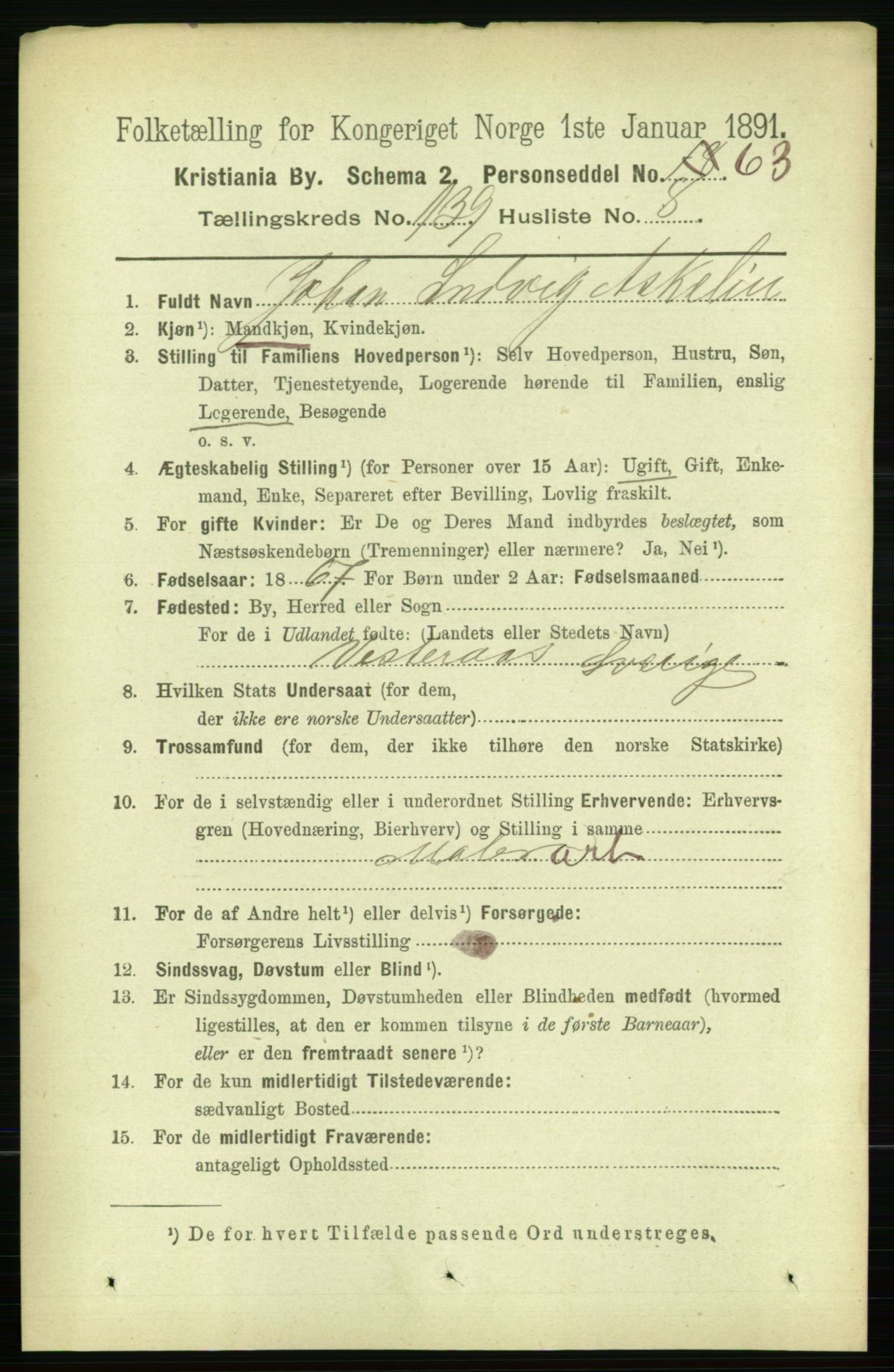 RA, 1891 census for 0301 Kristiania, 1891, p. 77382