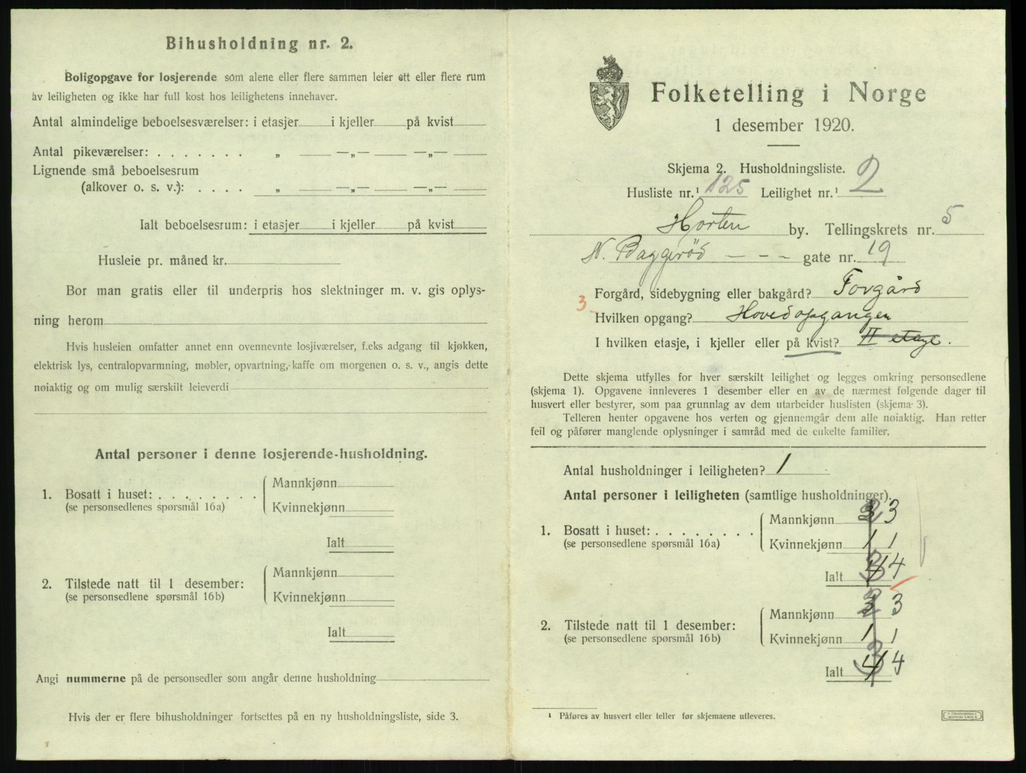 SAKO, 1920 census for Horten, 1920, p. 6099