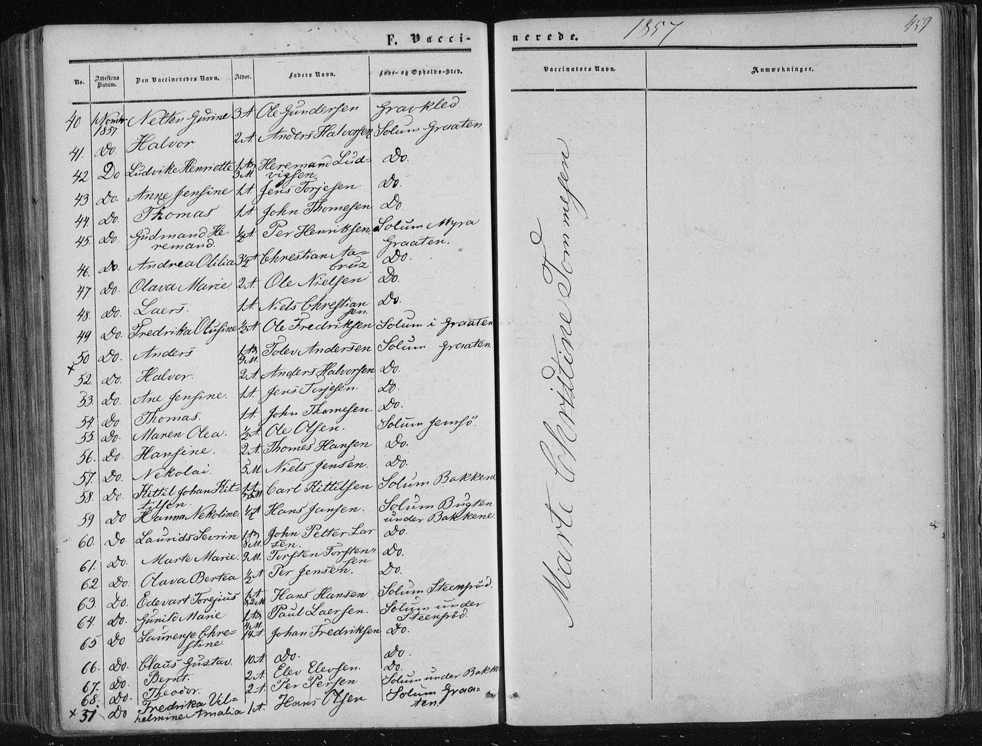 Solum kirkebøker, SAKO/A-306/F/Fa/L0007: Parish register (official) no. I 7, 1856-1864, p. 459