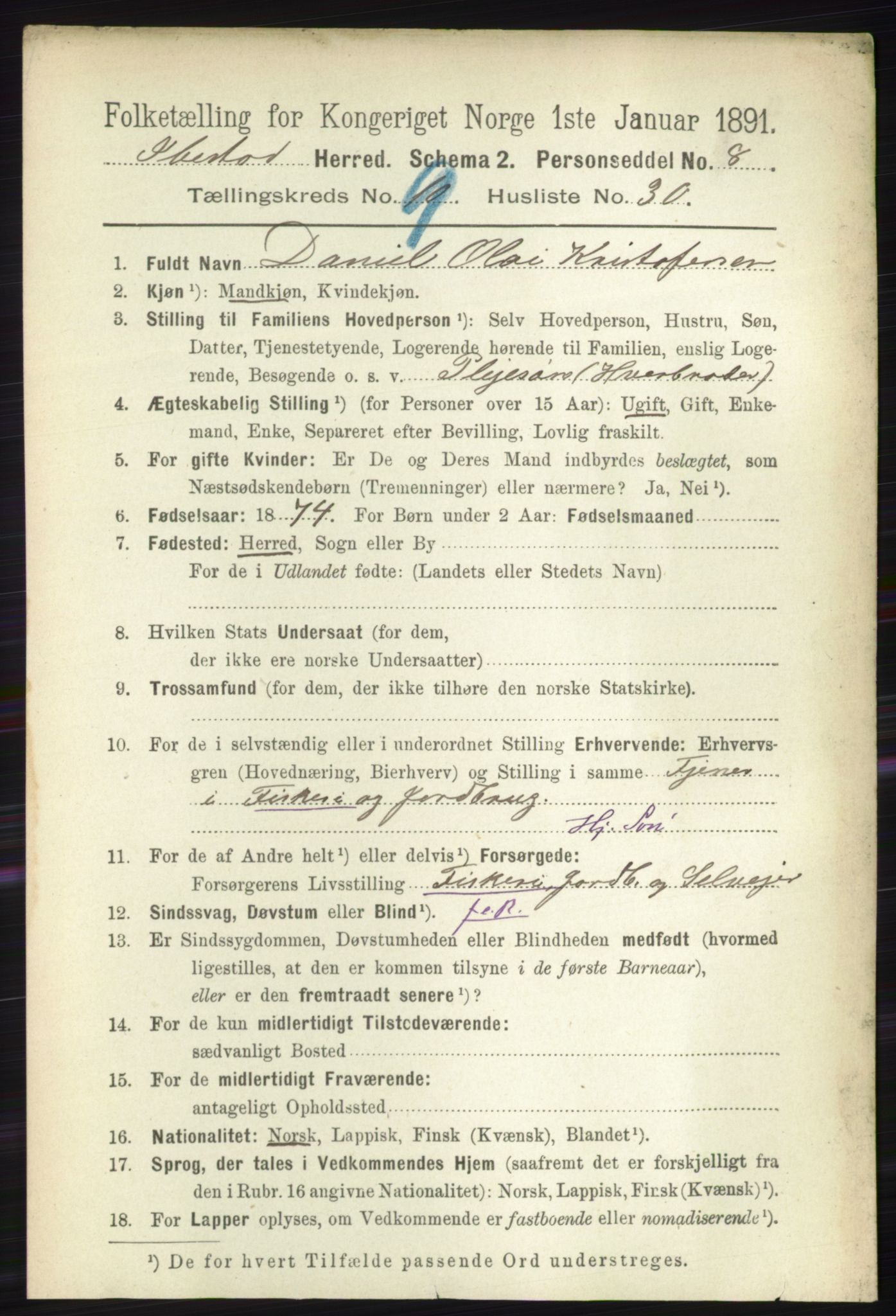 RA, 1891 census for 1917 Ibestad, 1891, p. 6159