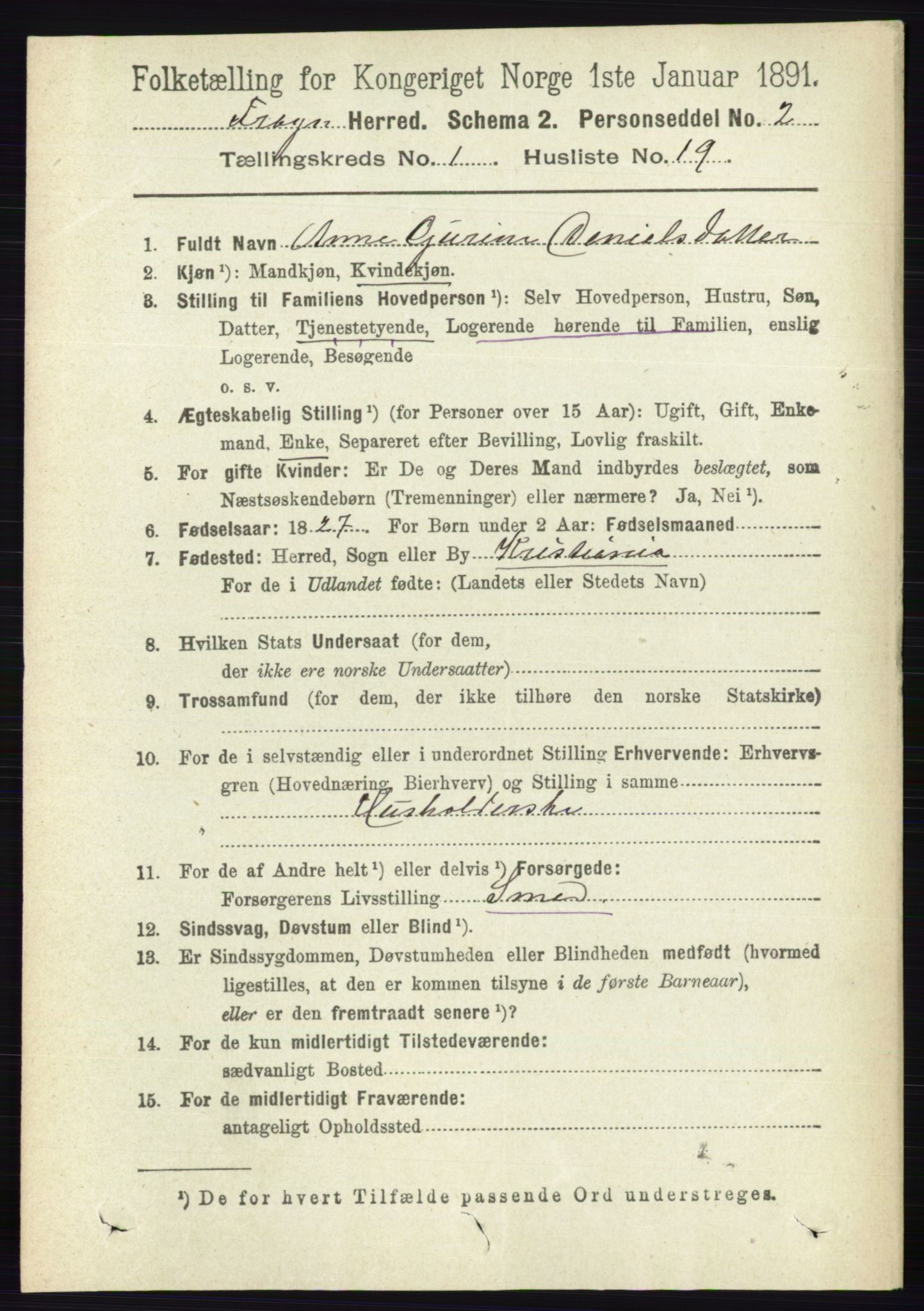 RA, 1891 census for 0215 Frogn, 1891, p. 242