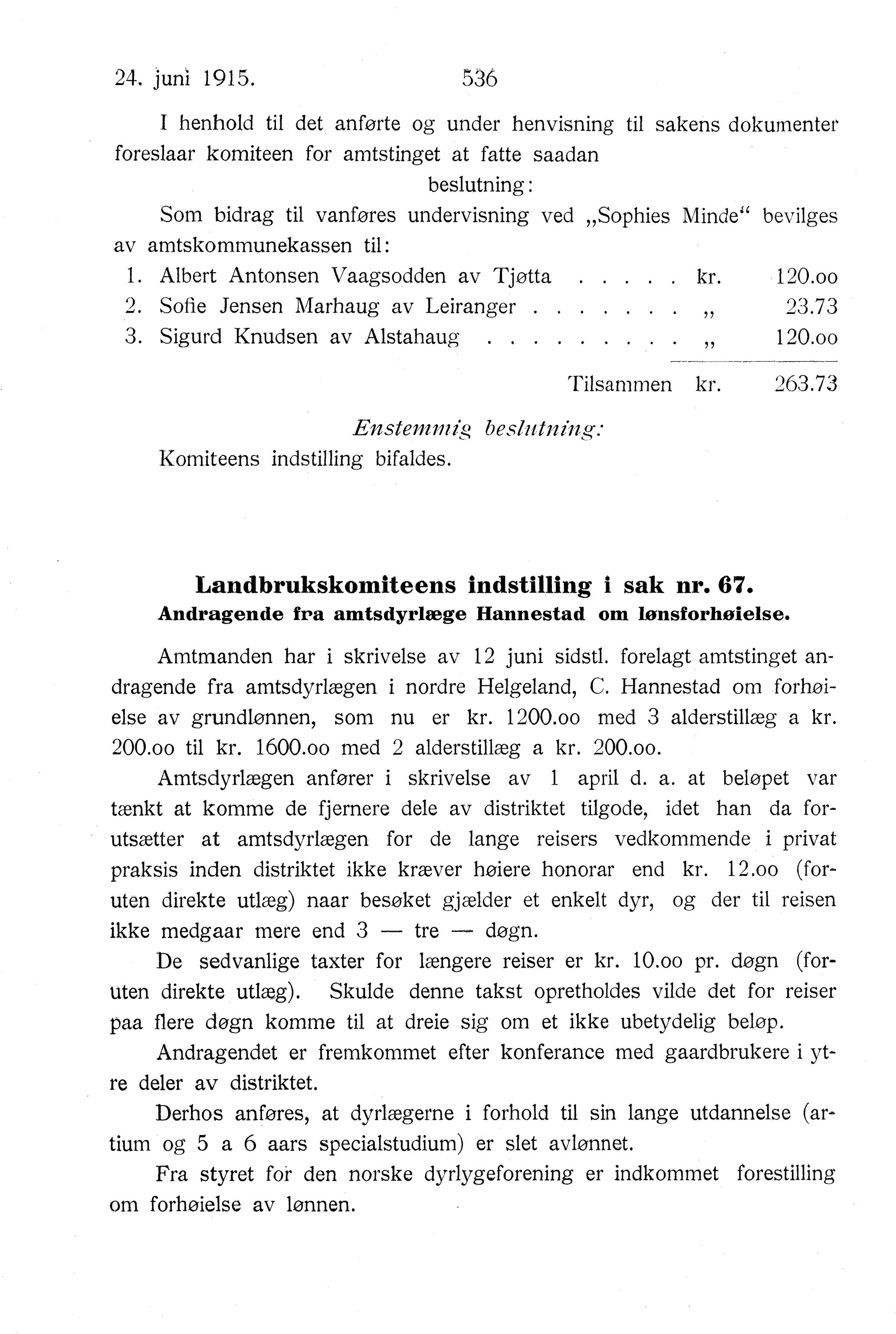 Nordland Fylkeskommune. Fylkestinget, AIN/NFK-17/176/A/Ac/L0038: Fylkestingsforhandlinger 1915, 1915