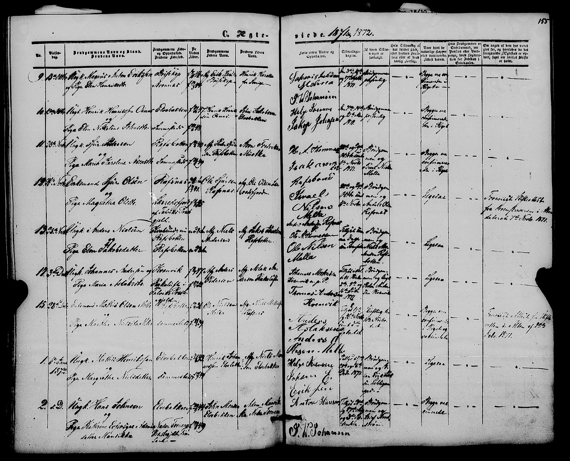 Alta sokneprestkontor, SATØ/S-1338/H/Ha/L0001.kirke: Parish register (official) no. 1, 1858-1878, p. 155