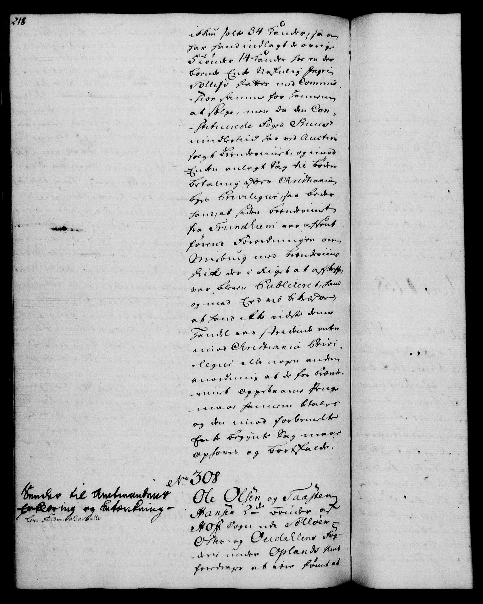 Rentekammeret, Kammerkanselliet, RA/EA-3111/G/Gh/Gha/L0034: Norsk ekstraktmemorialprotokoll (merket RK 53.79), 1756-1759, p. 218