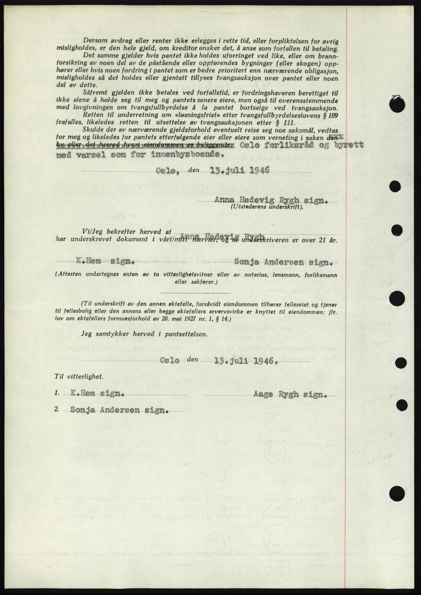 Moss sorenskriveri, SAO/A-10168: Mortgage book no. B15, 1946-1946, Diary no: : 1688/1946