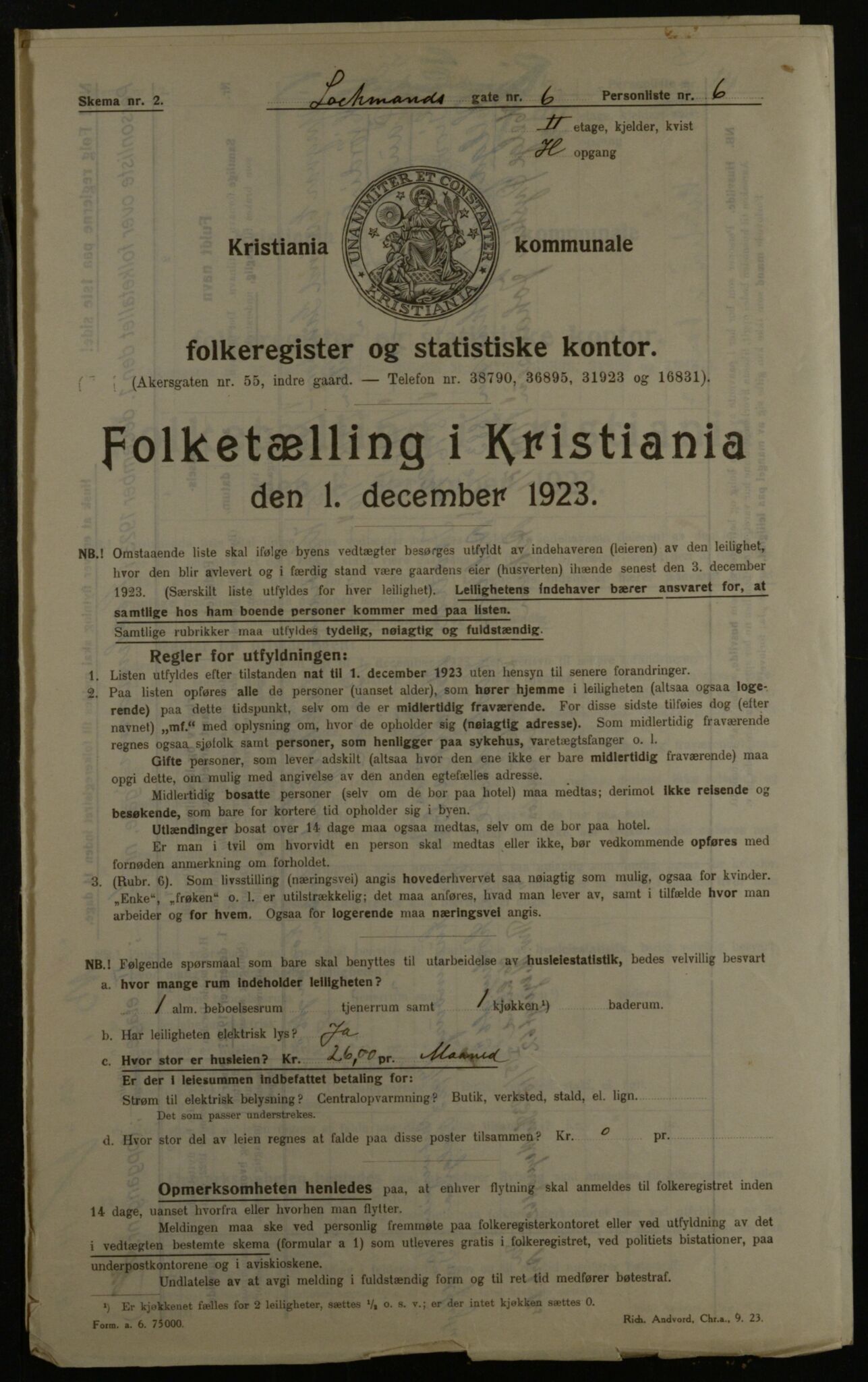 OBA, Municipal Census 1923 for Kristiania, 1923, p. 64864