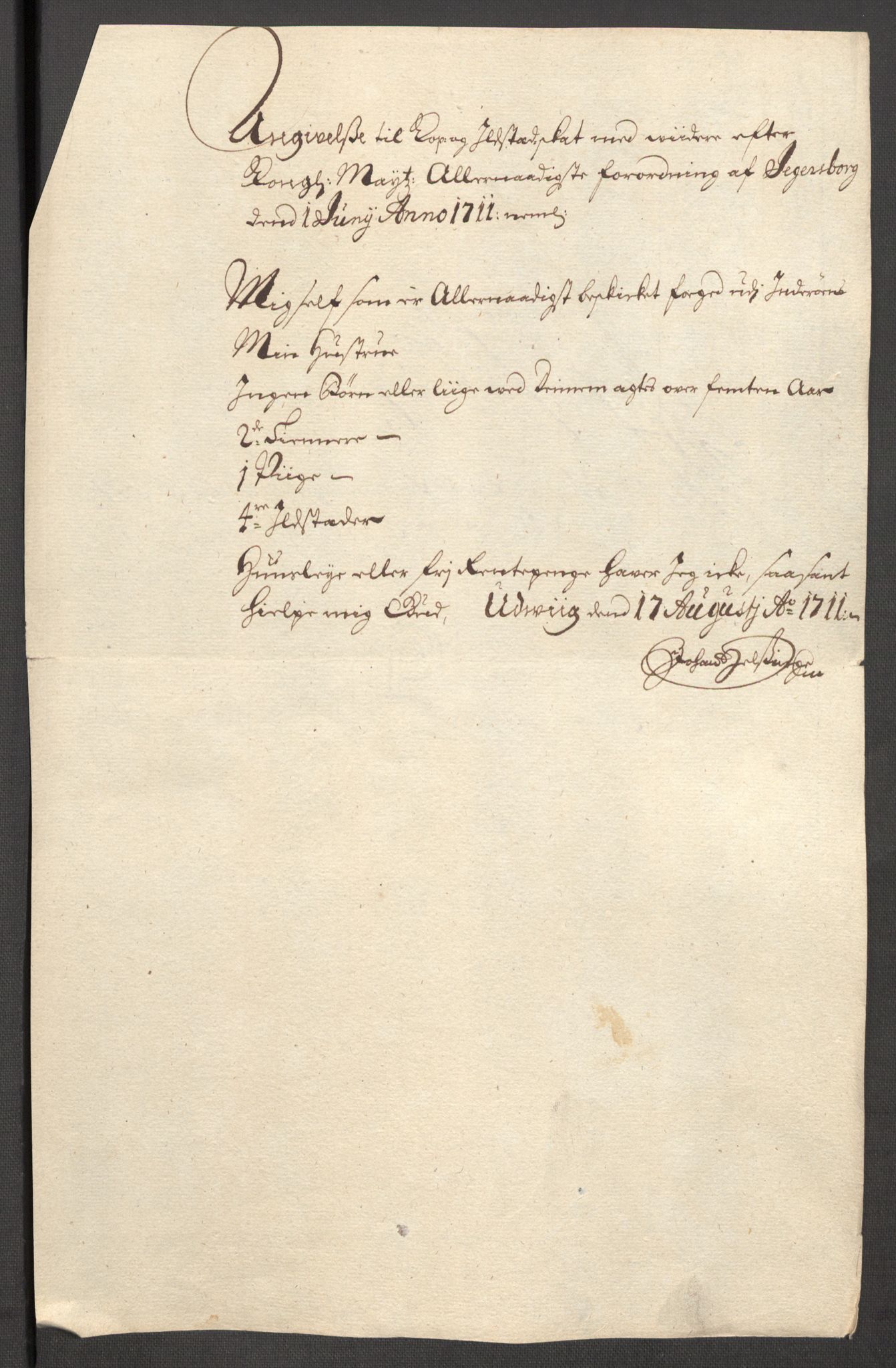 Rentekammeret inntil 1814, Reviderte regnskaper, Fogderegnskap, AV/RA-EA-4092/R63/L4319: Fogderegnskap Inderøy, 1711, p. 178