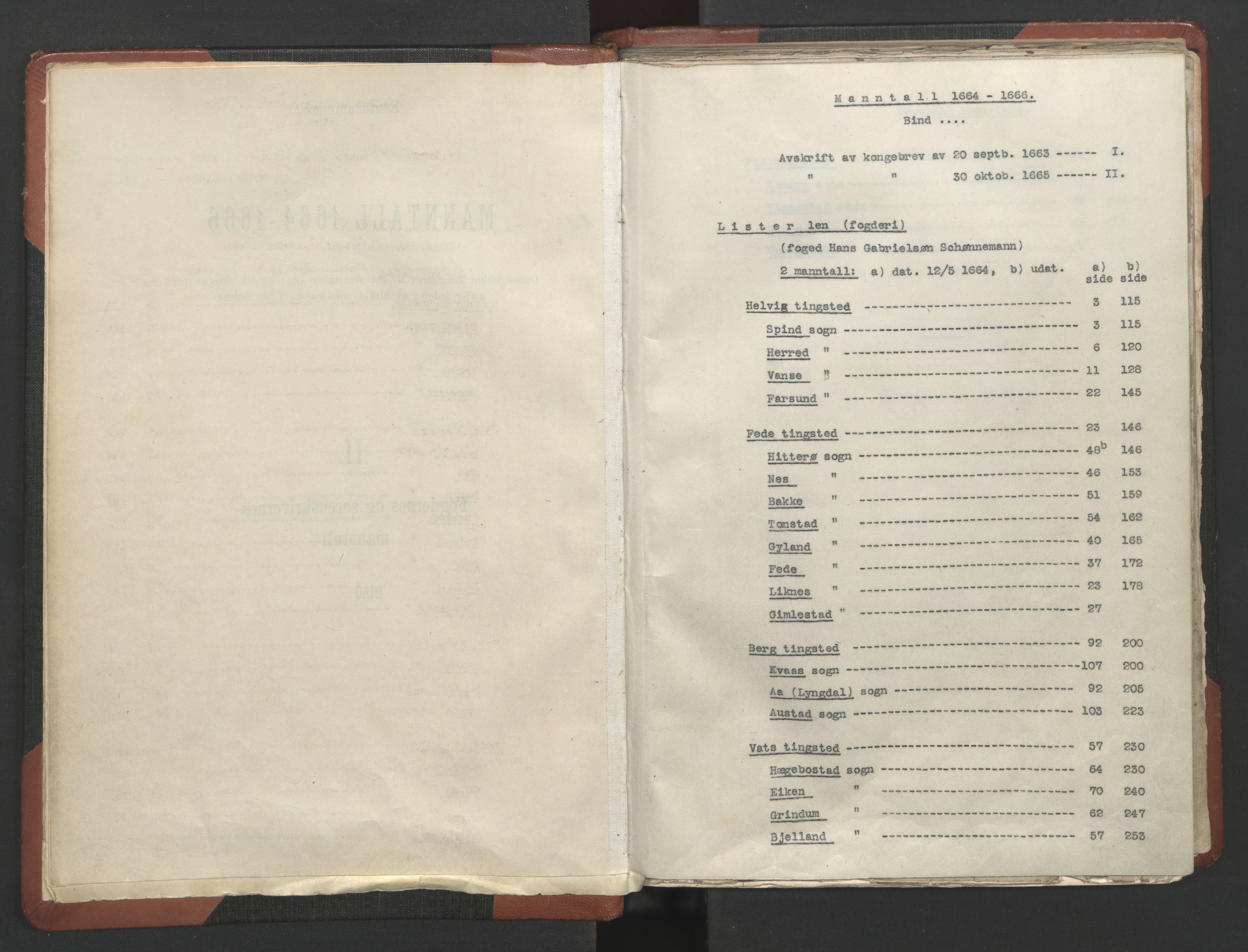 RA, Bailiff's Census 1664-1666, no. 10: Lista len, 1664