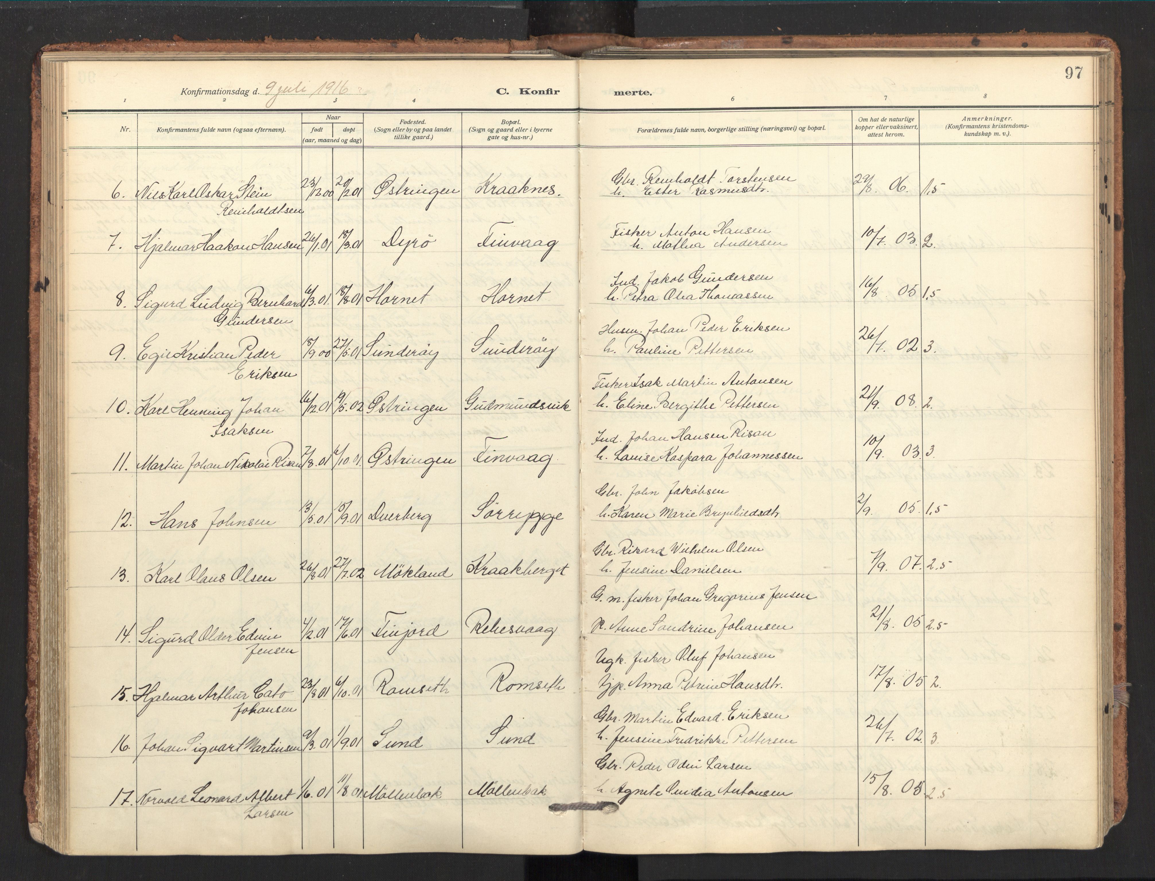 Ministerialprotokoller, klokkerbøker og fødselsregistre - Nordland, SAT/A-1459/893/L1343: Parish register (official) no. 893A15, 1914-1928, p. 97