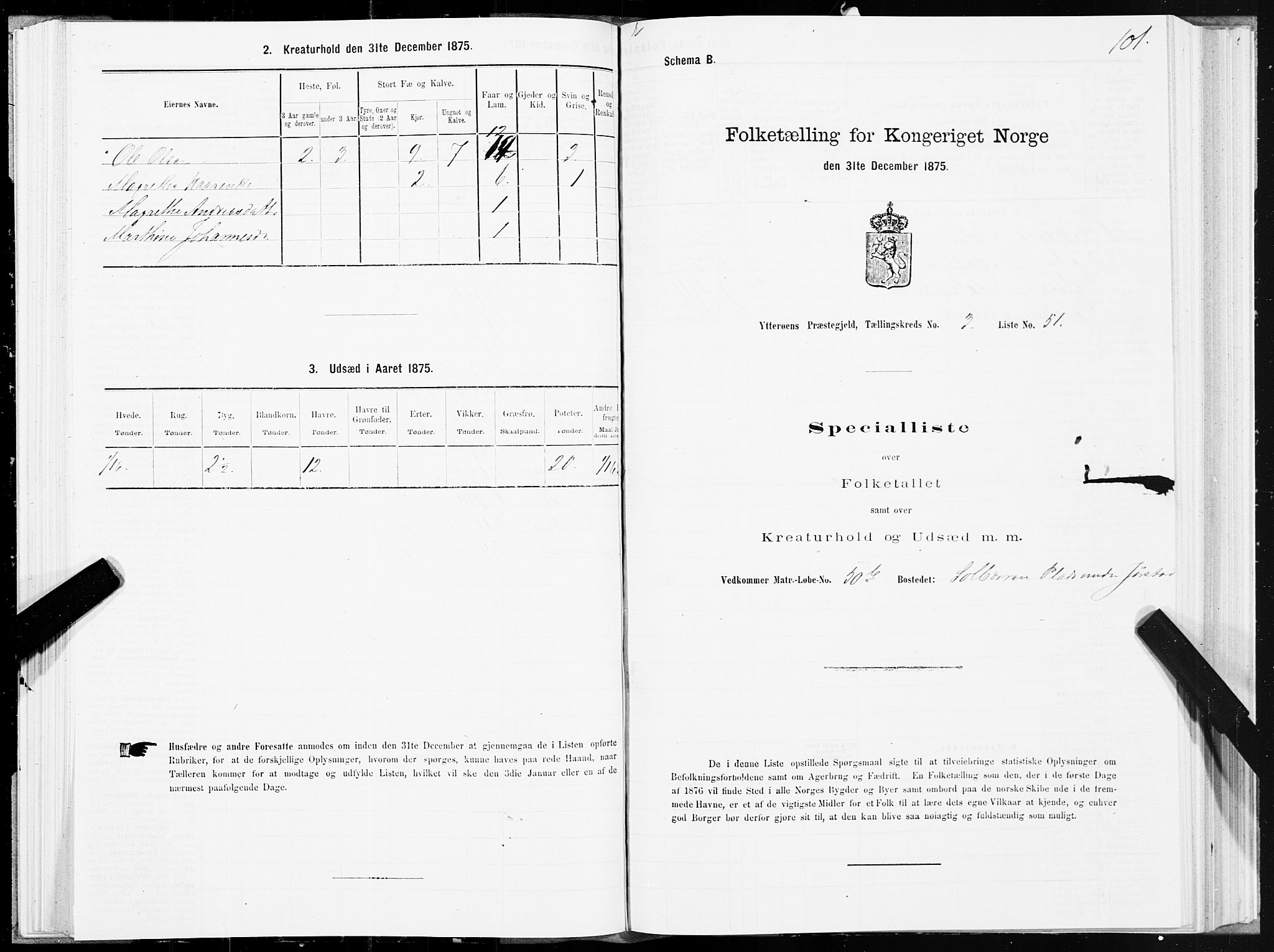 SAT, 1875 census for 1722P Ytterøy, 1875, p. 2101