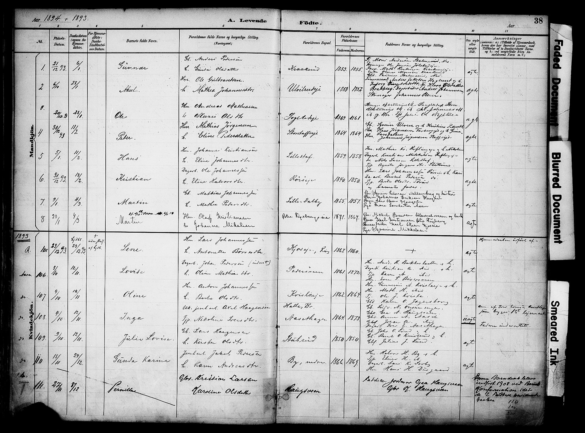 Ringsaker prestekontor, AV/SAH-PREST-014/K/Ka/L0017: Parish register (official) no. 17, 1891-1902, p. 38