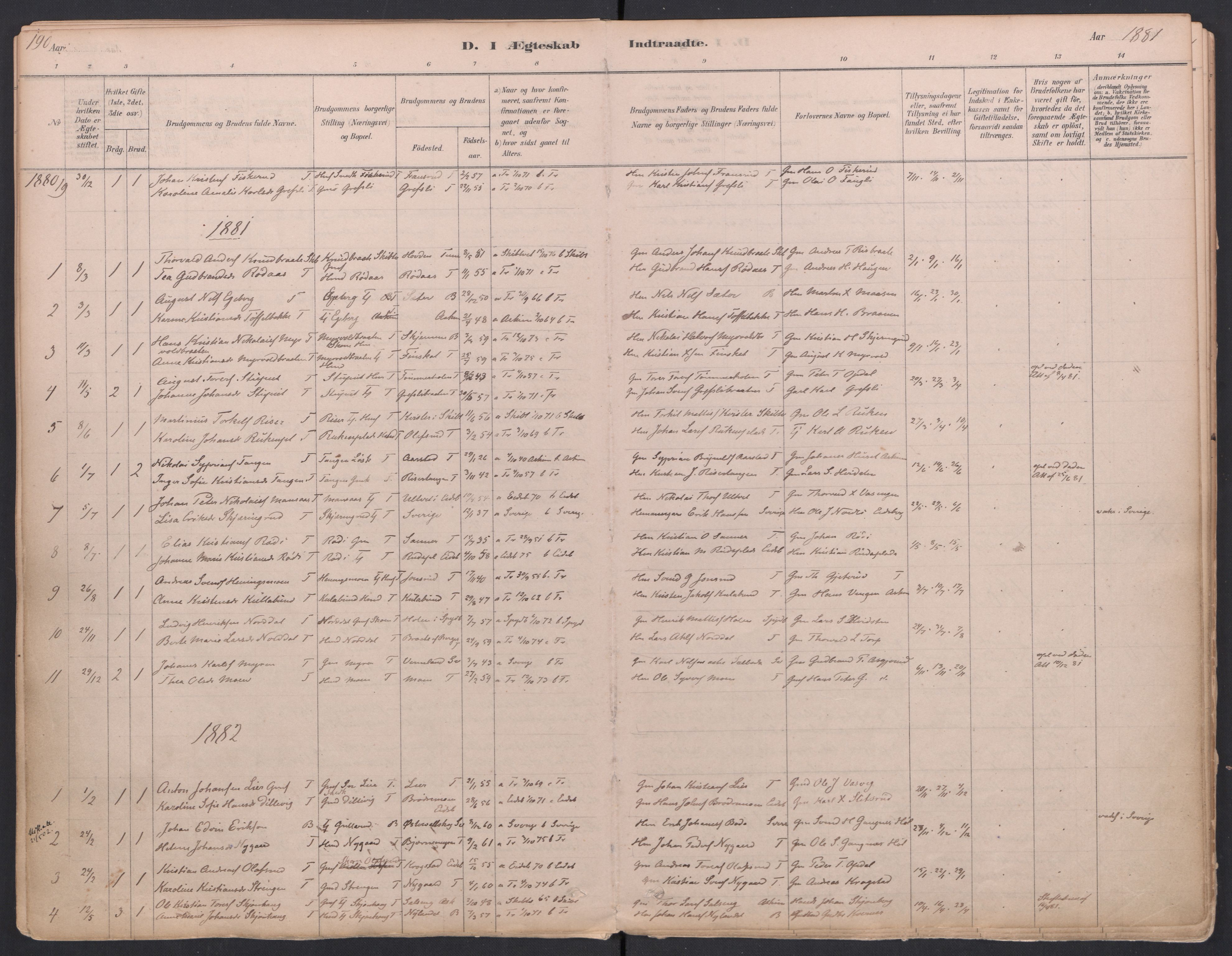 Trøgstad prestekontor Kirkebøker, SAO/A-10925/F/Fa/L0010: Parish register (official) no. I 10, 1878-1898, p. 190