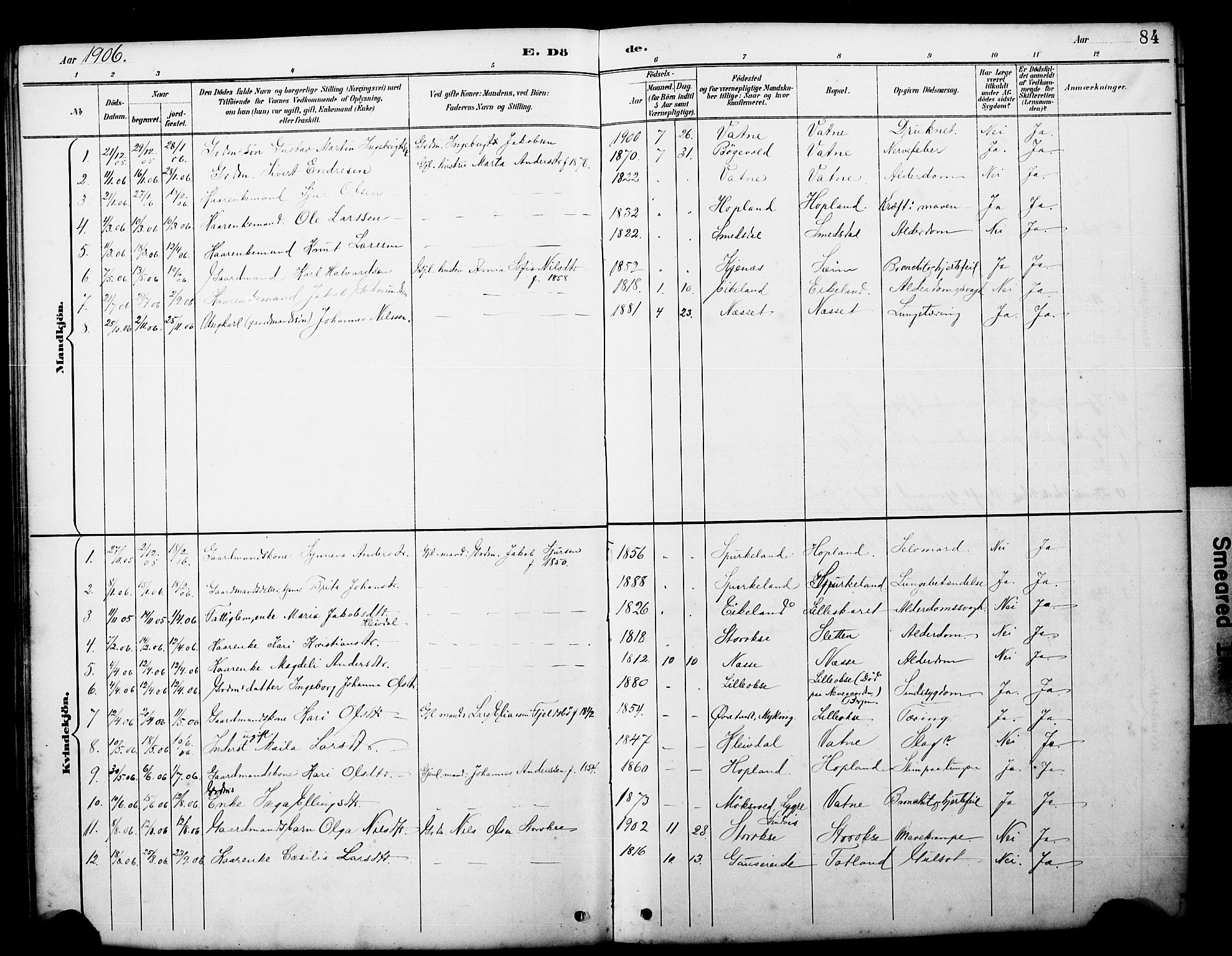 Alversund Sokneprestembete, SAB/A-73901/H/Ha/Hab: Parish register (copy) no. D 3, 1890-1908, p. 84