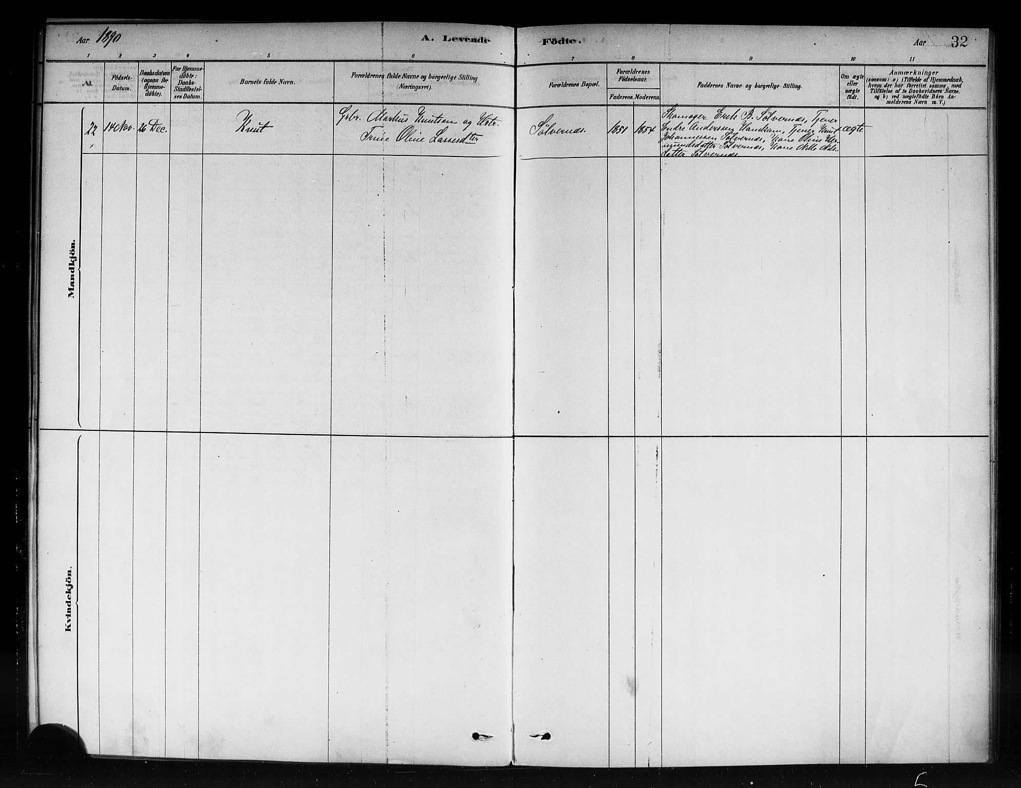 Vik sokneprestembete, AV/SAB-A-81501/H/Haa/Haac/L0001: Parish register (official) no. C 1, 1878-1890, p. 32