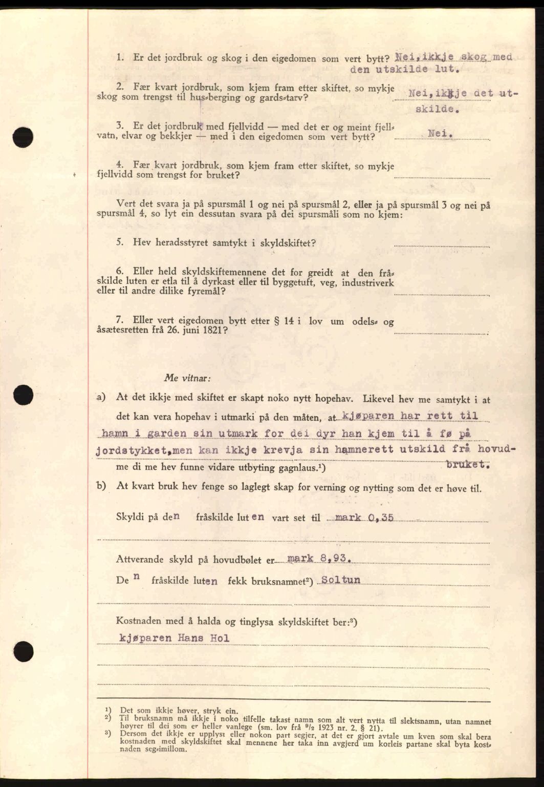 Romsdal sorenskriveri, AV/SAT-A-4149/1/2/2C: Mortgage book no. A14, 1943-1943, Diary no: : 1352/1943