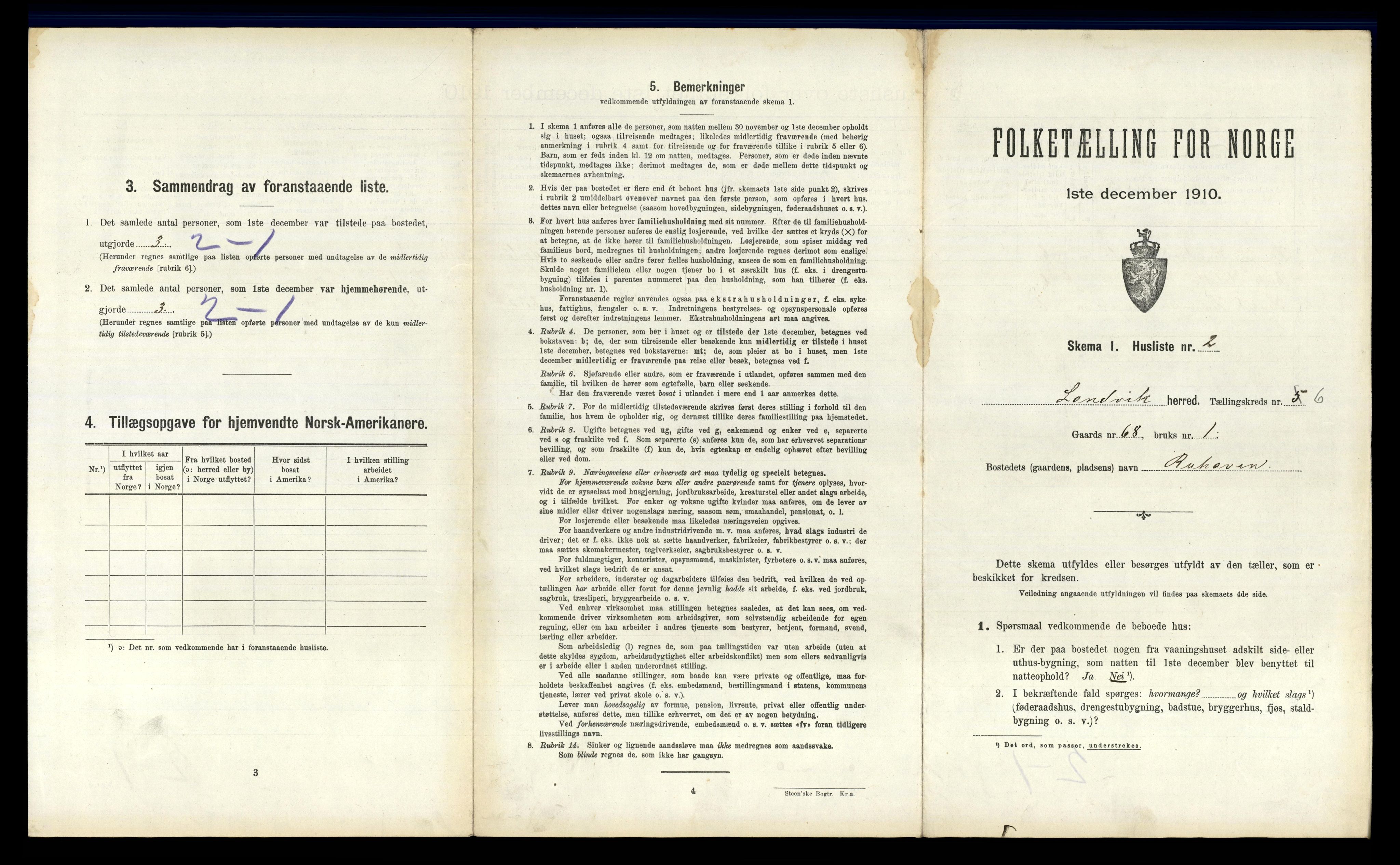 RA, 1910 census for Landvik, 1910, p. 834