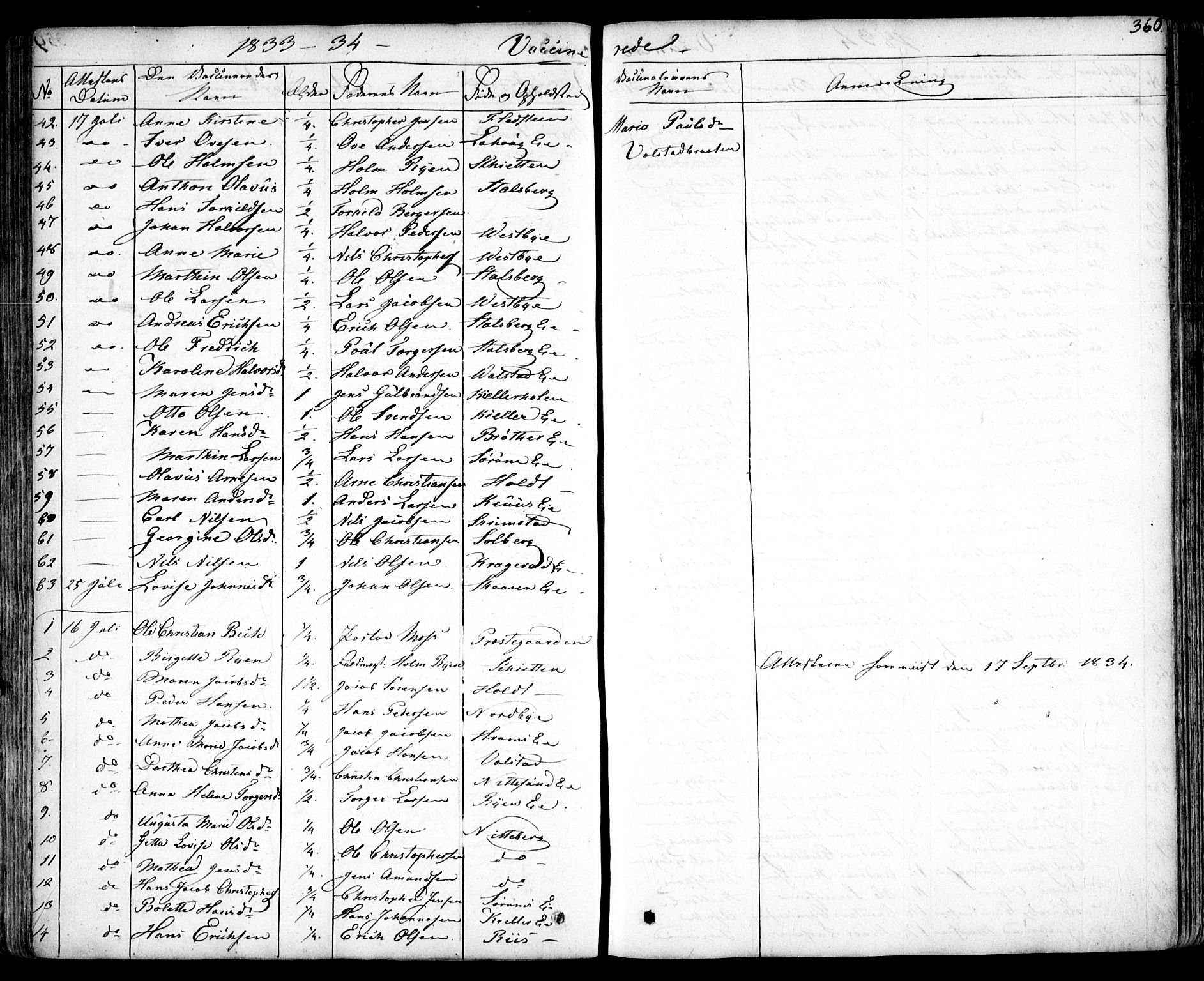 Skedsmo prestekontor Kirkebøker, SAO/A-10033a/F/Fa/L0009: Parish register (official) no. I 9, 1830-1853, p. 360