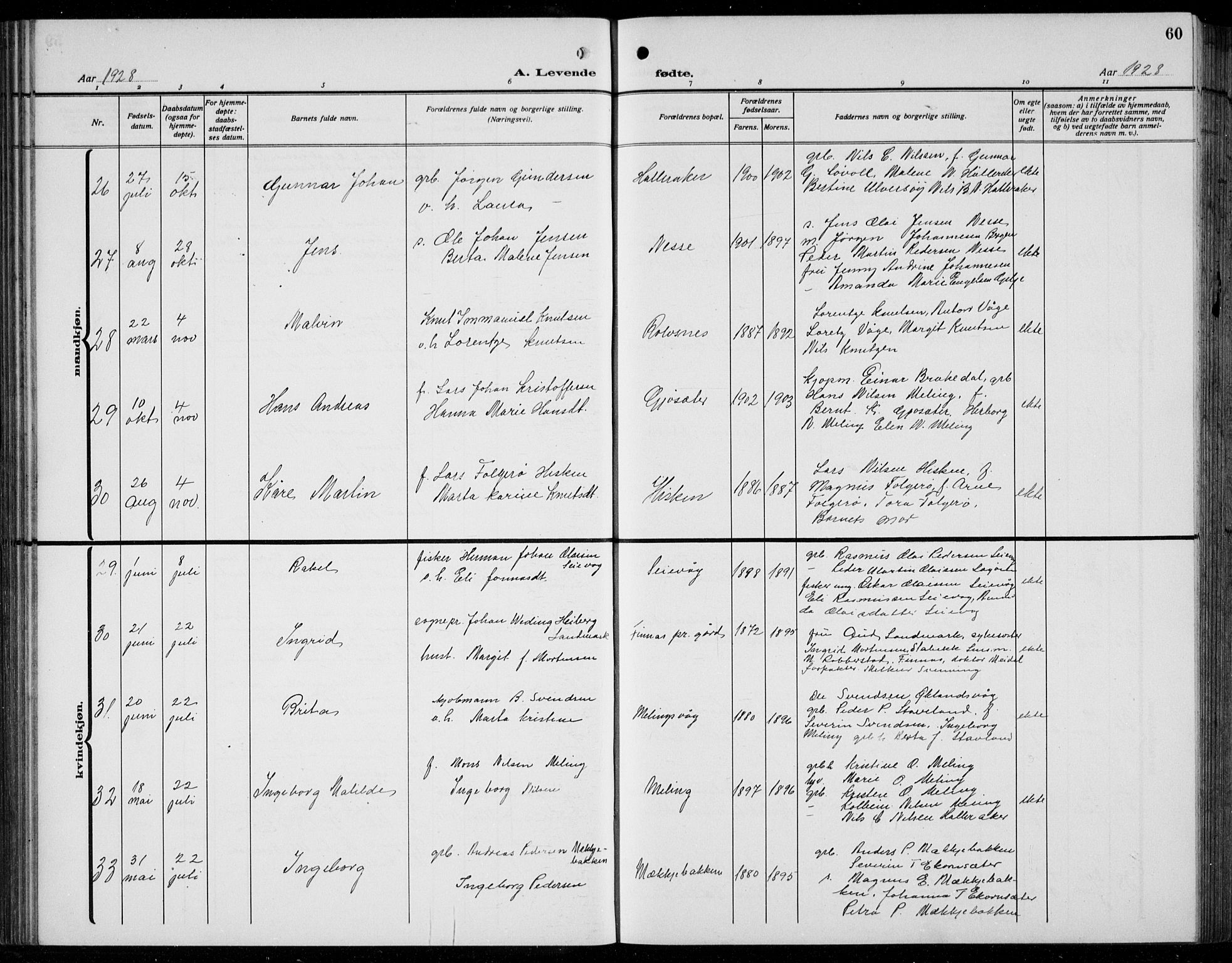 Finnås sokneprestembete, AV/SAB-A-99925/H/Ha/Hab/Habb/L0006: Parish register (copy) no. B 6, 1920-1936, p. 60