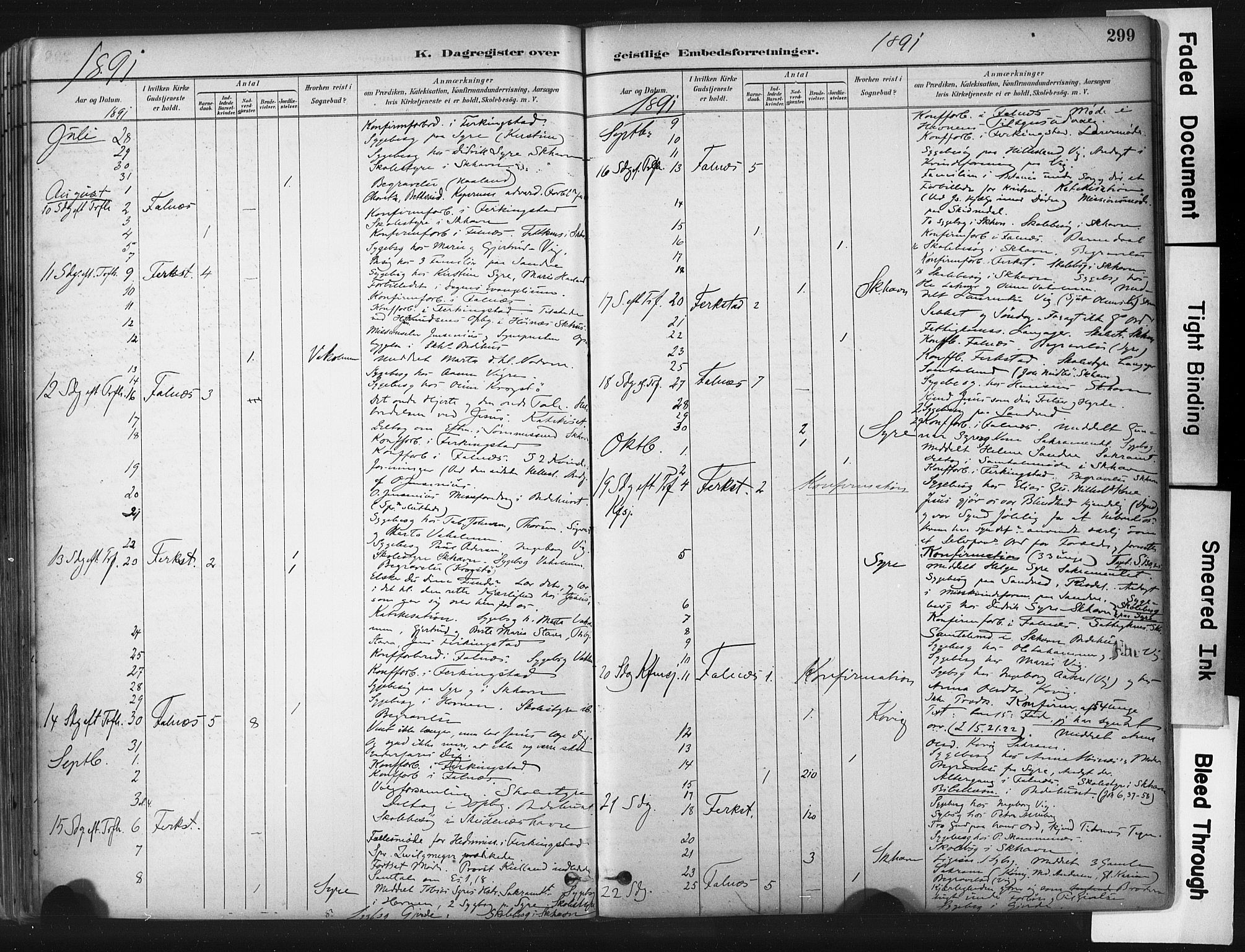 Skudenes sokneprestkontor, AV/SAST-A -101849/H/Ha/Haa/L0009: Parish register (official) no. A 6, 1882-1912, p. 299