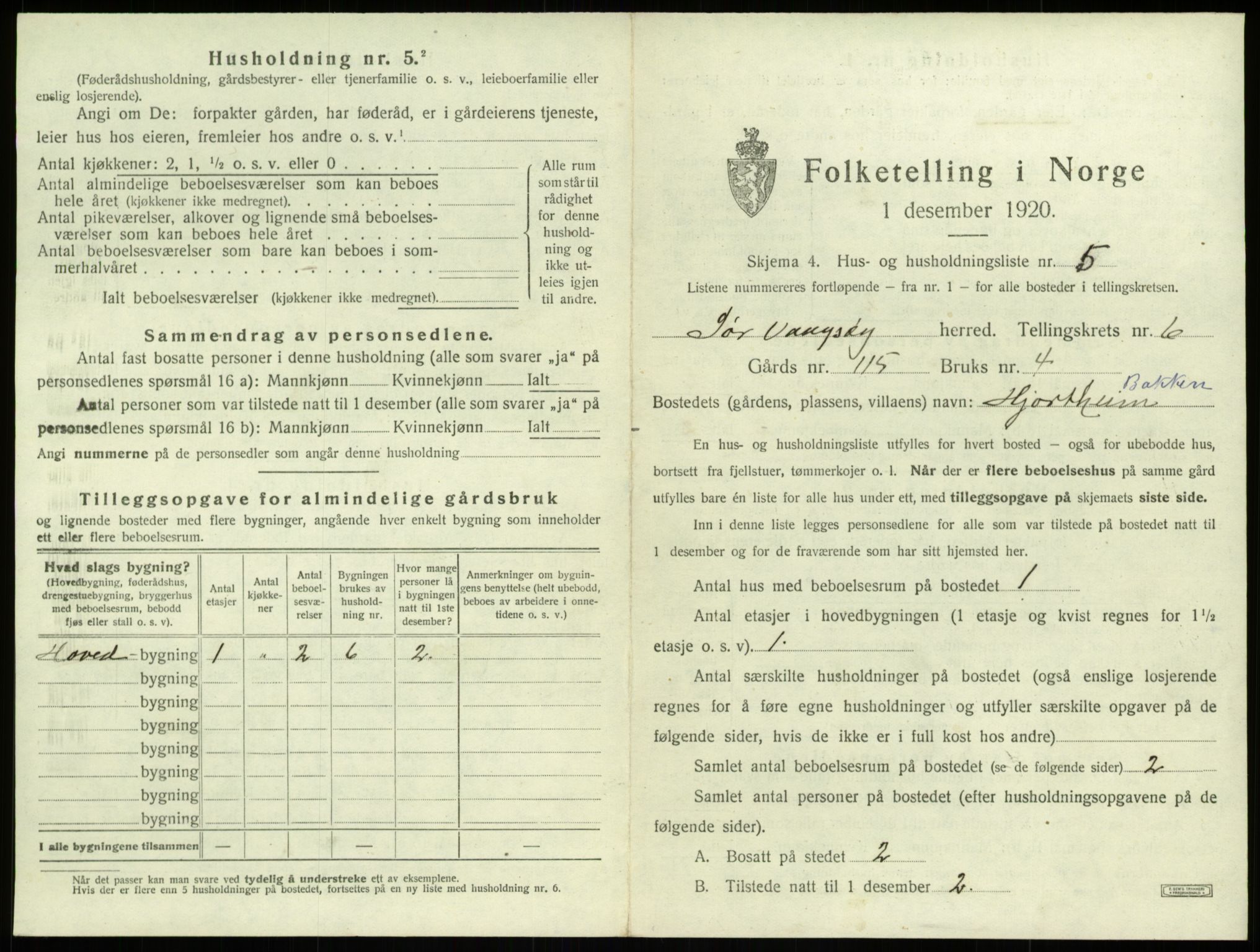 SAB, 1920 census for Sør-Vågsøy, 1920, p. 384