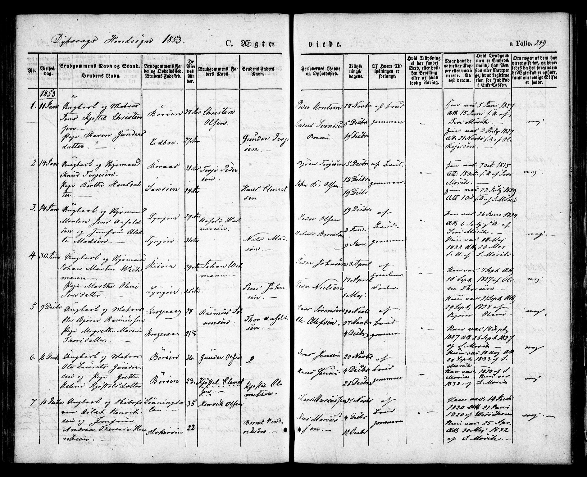 Dypvåg sokneprestkontor, AV/SAK-1111-0007/F/Fa/Faa/L0005: Parish register (official) no. A 5, 1841-1854, p. 249