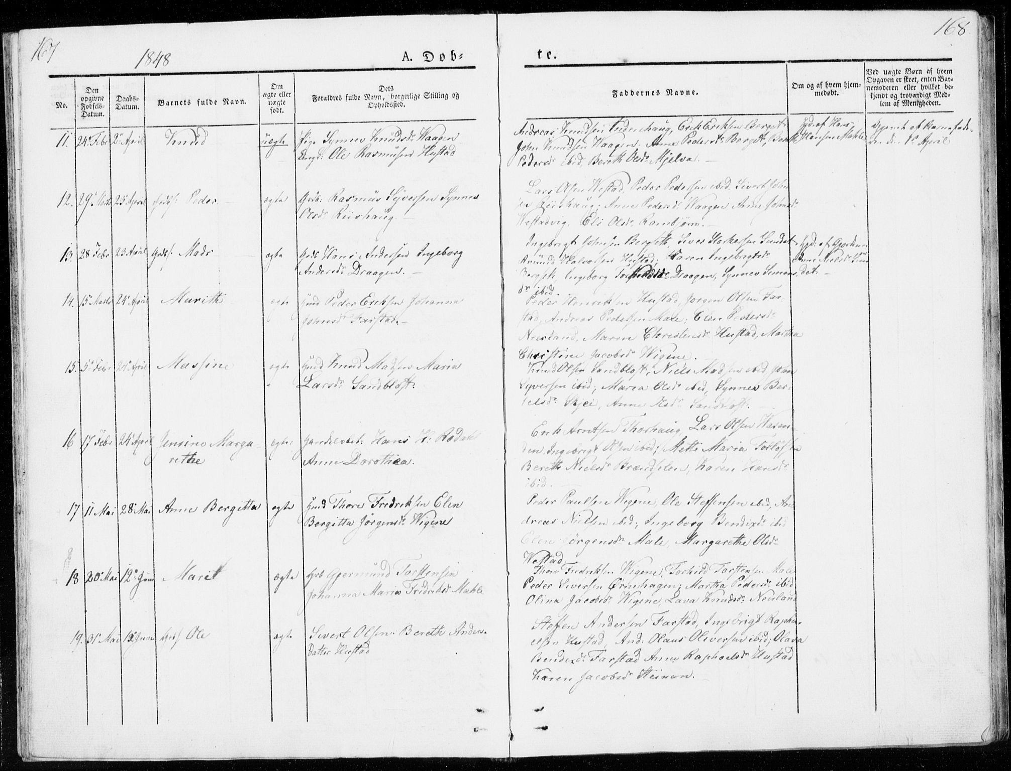 Ministerialprotokoller, klokkerbøker og fødselsregistre - Møre og Romsdal, AV/SAT-A-1454/566/L0766: Parish register (official) no. 566A05, 1842-1851, p. 167-168