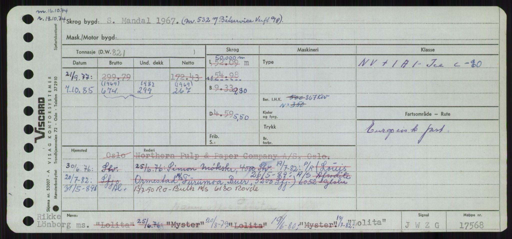 Sjøfartsdirektoratet med forløpere, Skipsmålingen, RA/S-1627/H/Ha/L0003/0002: Fartøy, Hilm-Mar / Fartøy, Kom-Mar, p. 583