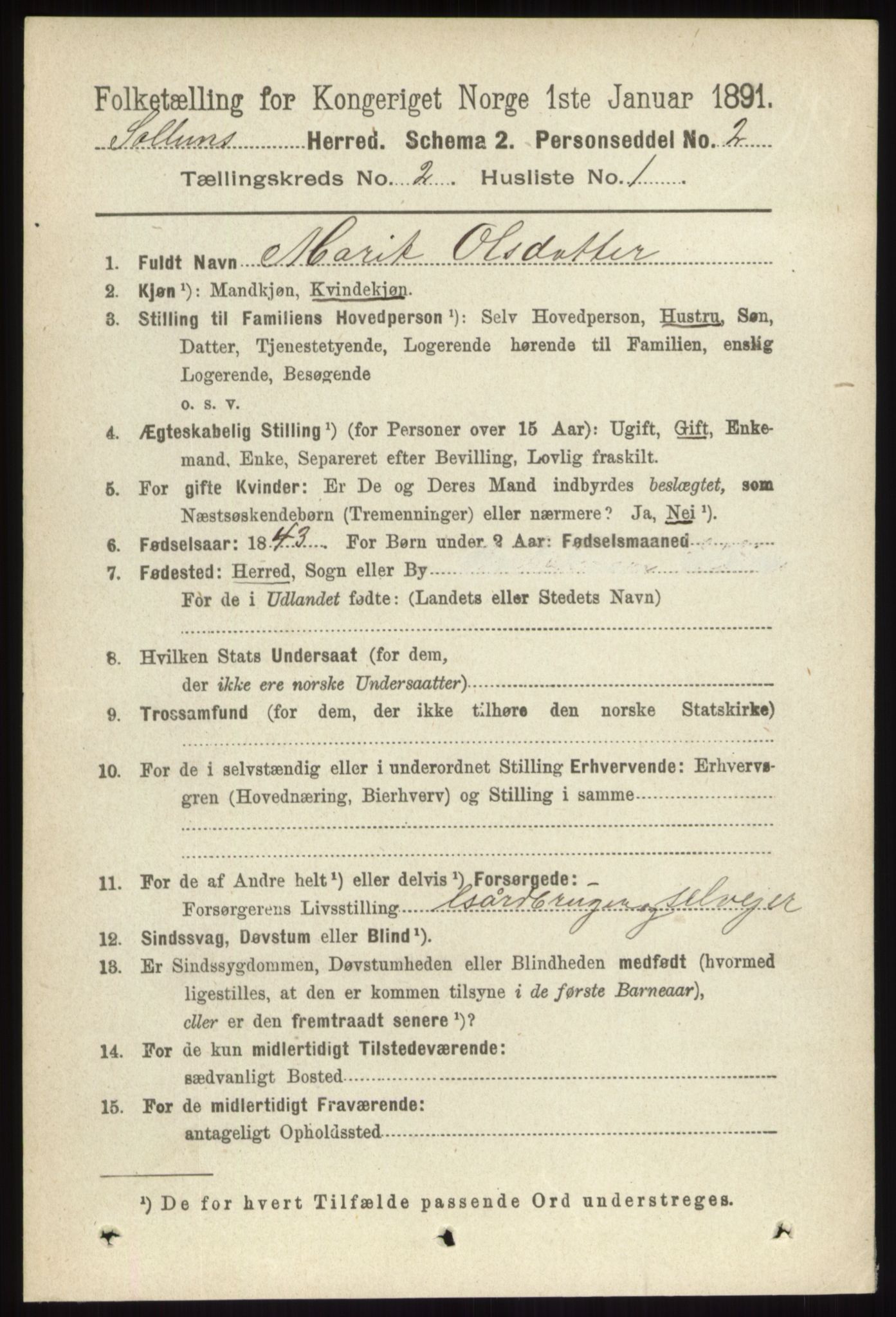 RA, 1891 census for 0431 Sollia, 1891, p. 414