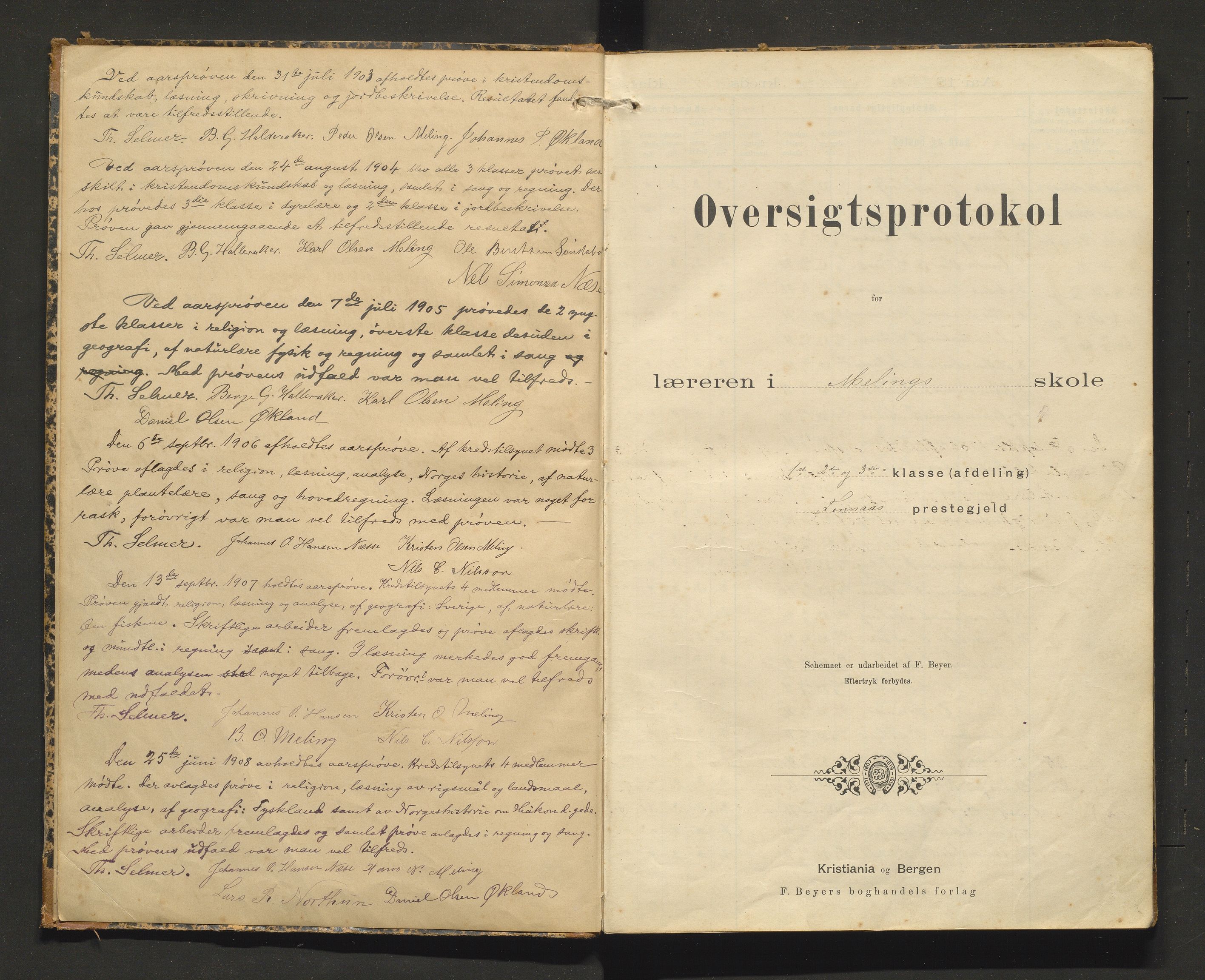 Bremnes kommune. Barneskulane, IKAH/1220-231/F/Fd/L0007: Skuleprotokoll for Meling skule, 1892-1925